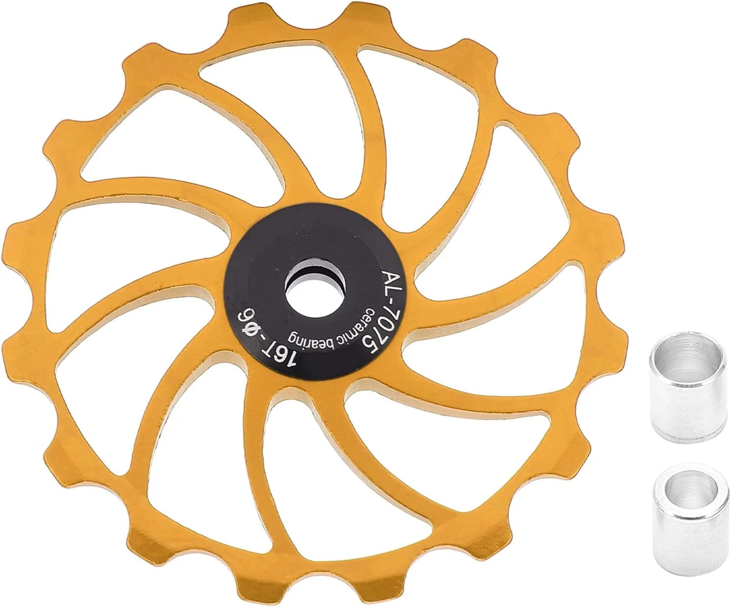 چرخ دنده شانژمان عقب دوچرخه 16T RiToEasysports، قطعات چرخ راهنمای قرقره بلبرینگ سرامیکی دوچرخه های جاده ای (طلایی)