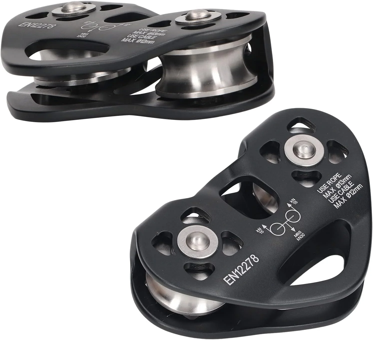 قرقره کوهنوردی دو محوره طرح قلب، آلومینیوم هوانوردی، مناسب برای کوهنوردی و دره نوردی (مشکی) قرقره کوهنوردی دو محوره طرح قلب، آلومینیوم هوانوردی، مناسب برای کوهنوردی و دره نوردی (مشکی)