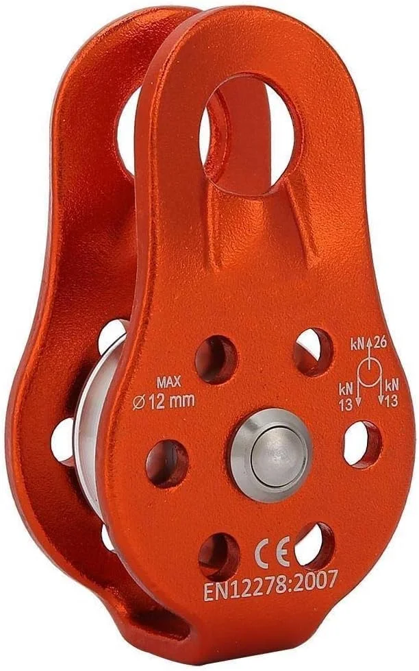 قرقره تکی - قرقره طناب چرخان آلیاژ آلومینیوم 26KN برای صعود، نجات و نگهداری طناب (نارنجی)