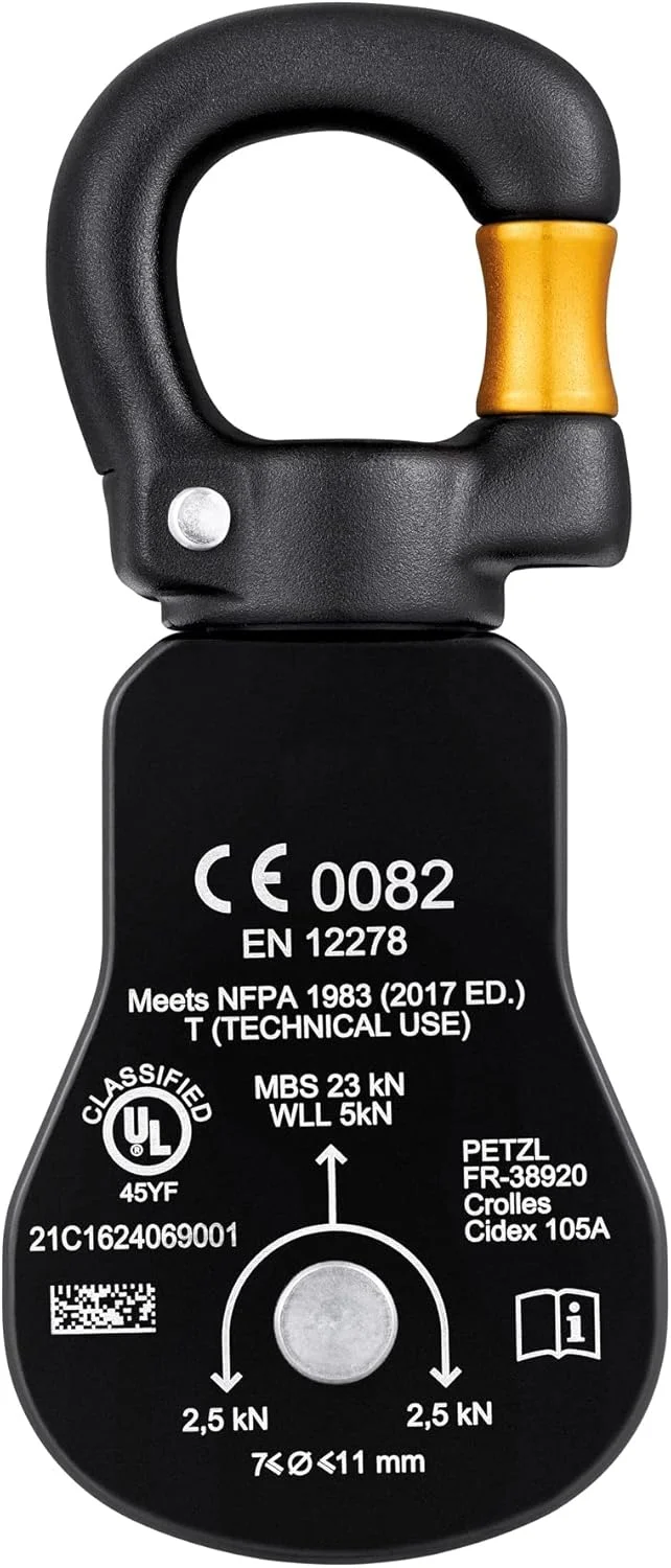 قرقره بازشو با بازدهی بالا Petzl Spin S1، زرد، U، مناسب برای بزرگسالان