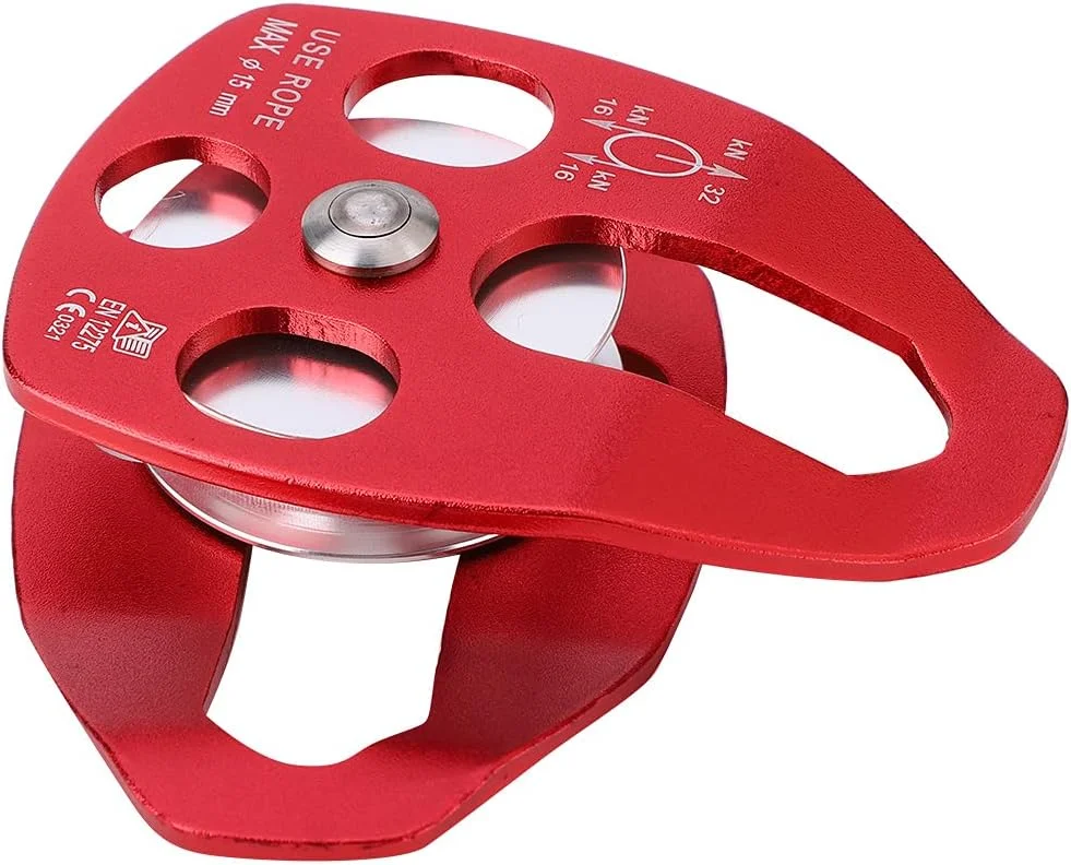 قرقره ثابت صعود، قرقره ثابت تک تسمه صفحه جانبی آلومینیومی هوانوردی با استحکام بالا قابل حمل برای صعود در فضای باز (قرمز)