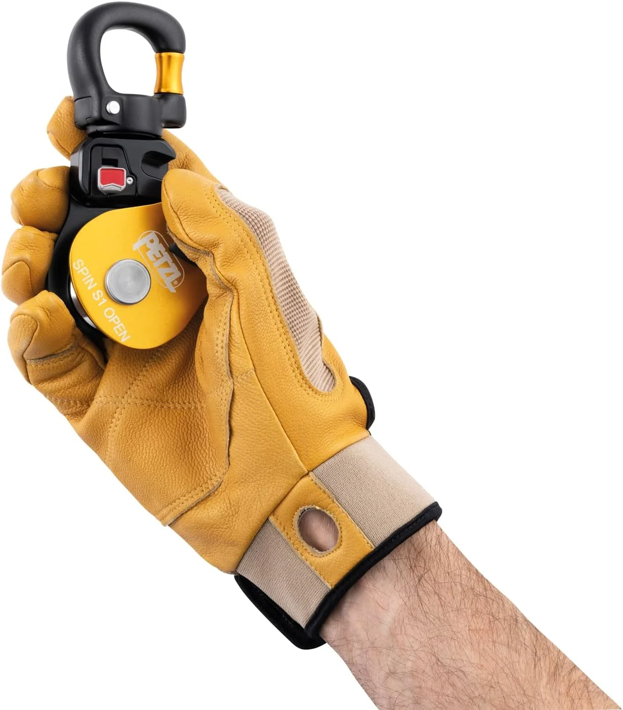 قرقره بازشو با بازدهی بالا Petzl Spin S1، زرد، U، مناسب برای بزرگسالان