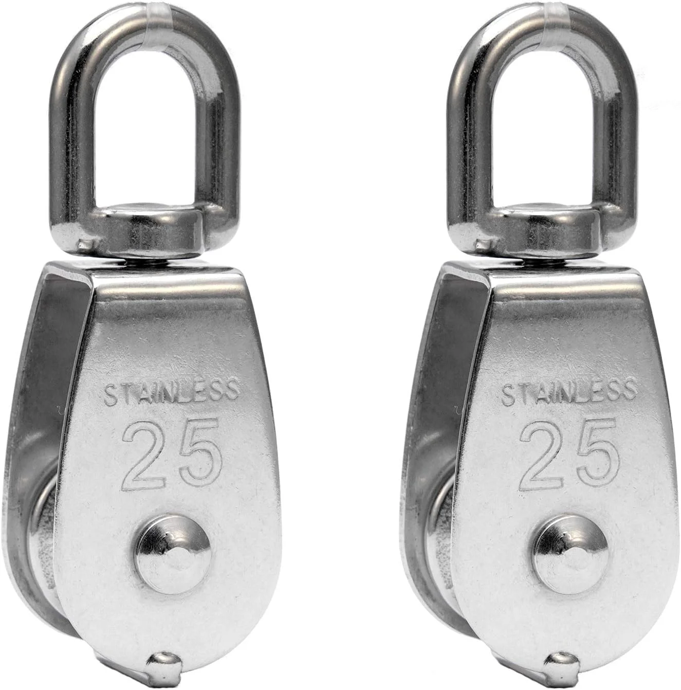 قرقره DTXLX، بلوک قرقره استیل ضد زنگ 304، قرقره با سگک چرخان، برای کشش سیم بکسل و طناب نایلونی و غیره، ظرفیت بار ایمن تا 150 کیلوگرم، 2 عدد M25