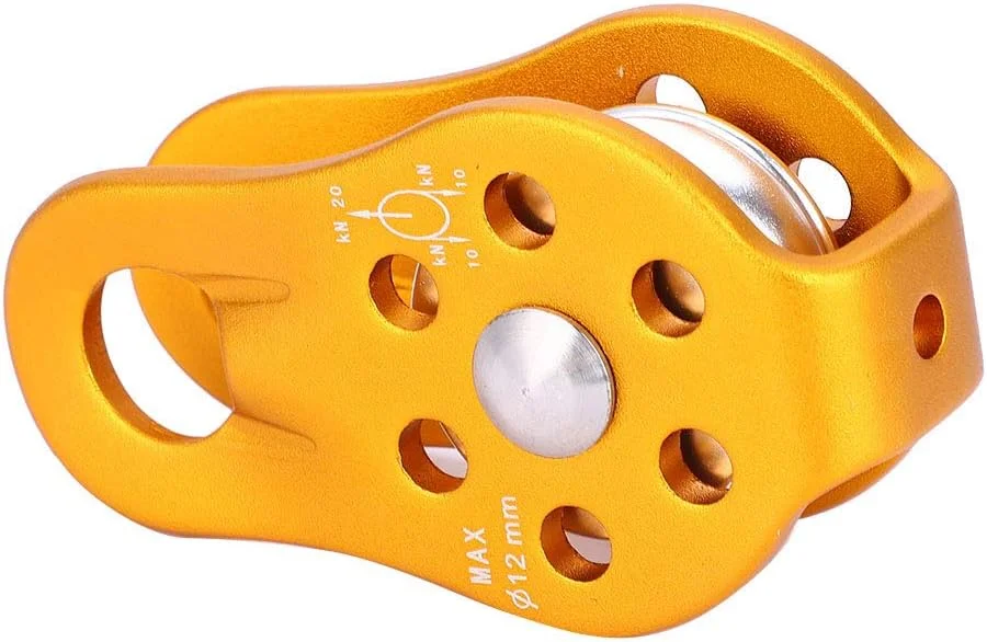 تجهیزات ایمنی قرقره طناب گردان تک آلومینیومی، چرخ قرقره گردان تک، حمل و نقل برای صعود