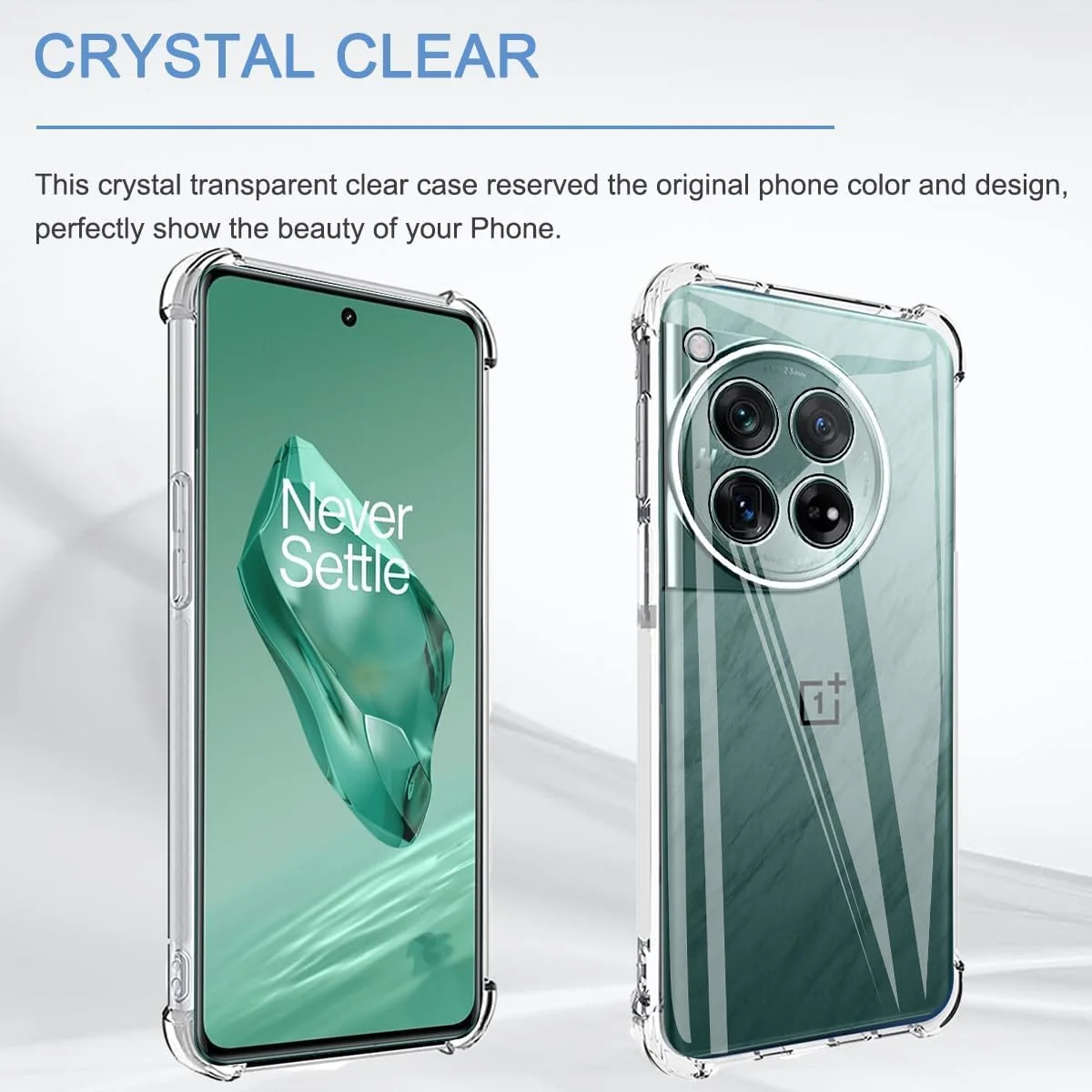 کاور محافظ سیلیکونی TPU نرم و سبک Zubitech با محافظت از دوربین، طراحی شده برای OnePlus 12 5G (شفاف)