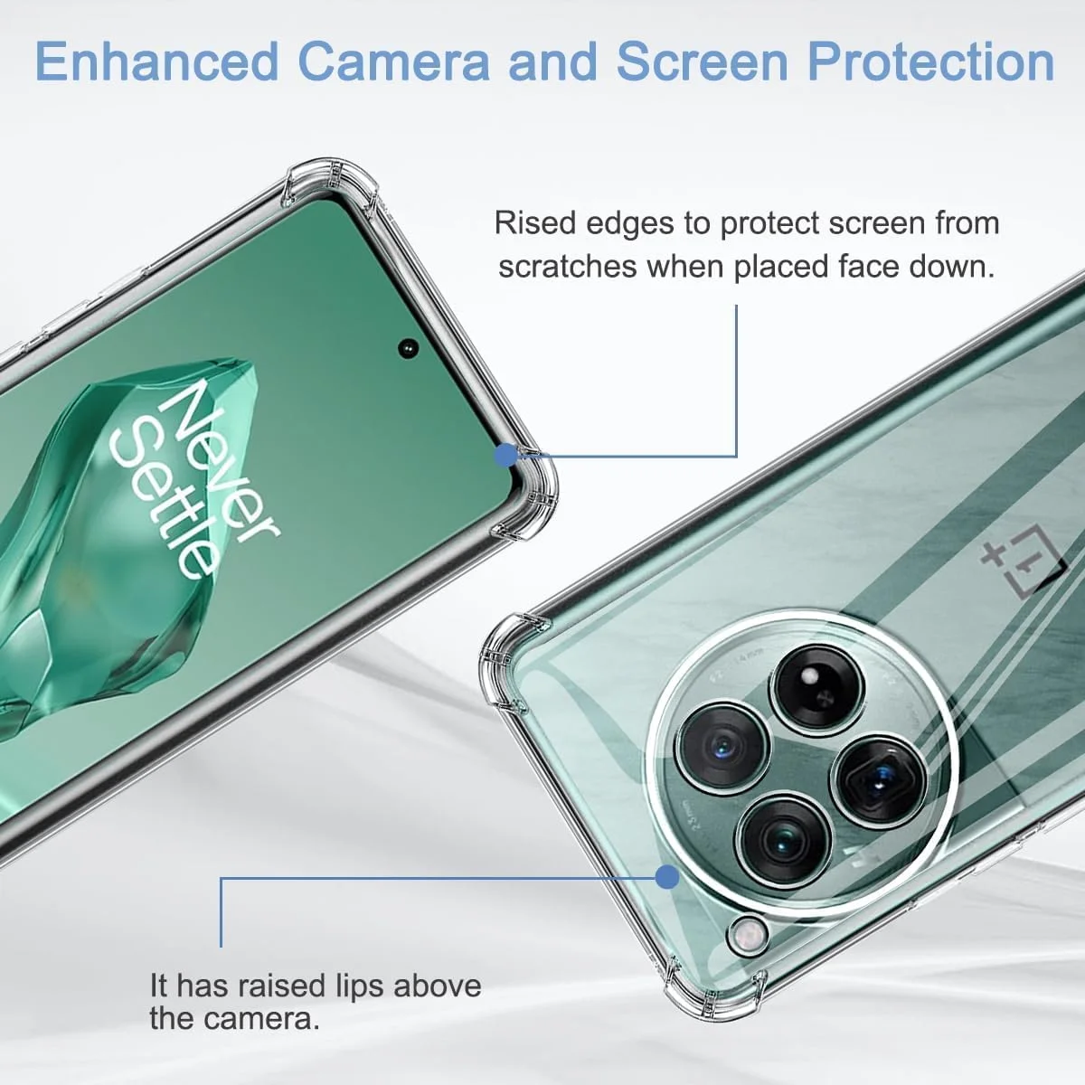 کاور محافظ سیلیکونی TPU نرم و سبک Zubitech با محافظت از دوربین، طراحی شده برای OnePlus 12 5G (شفاف)