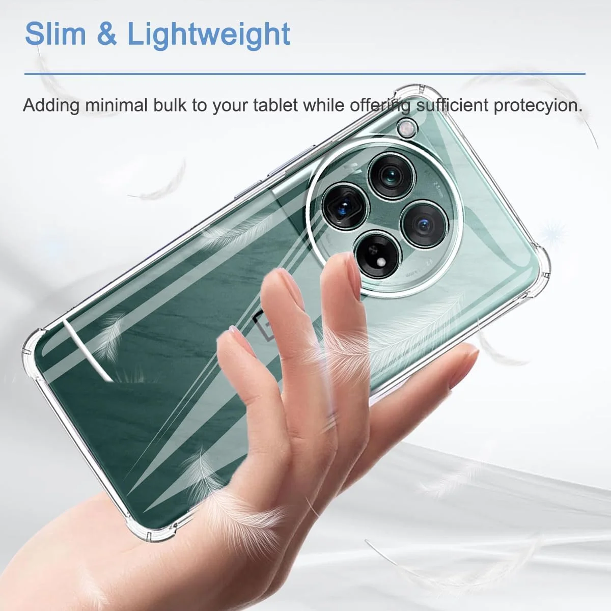 کاور محافظ سیلیکونی TPU نرم و سبک Zubitech با محافظت از دوربین، طراحی شده برای OnePlus 12 5G (شفاف)