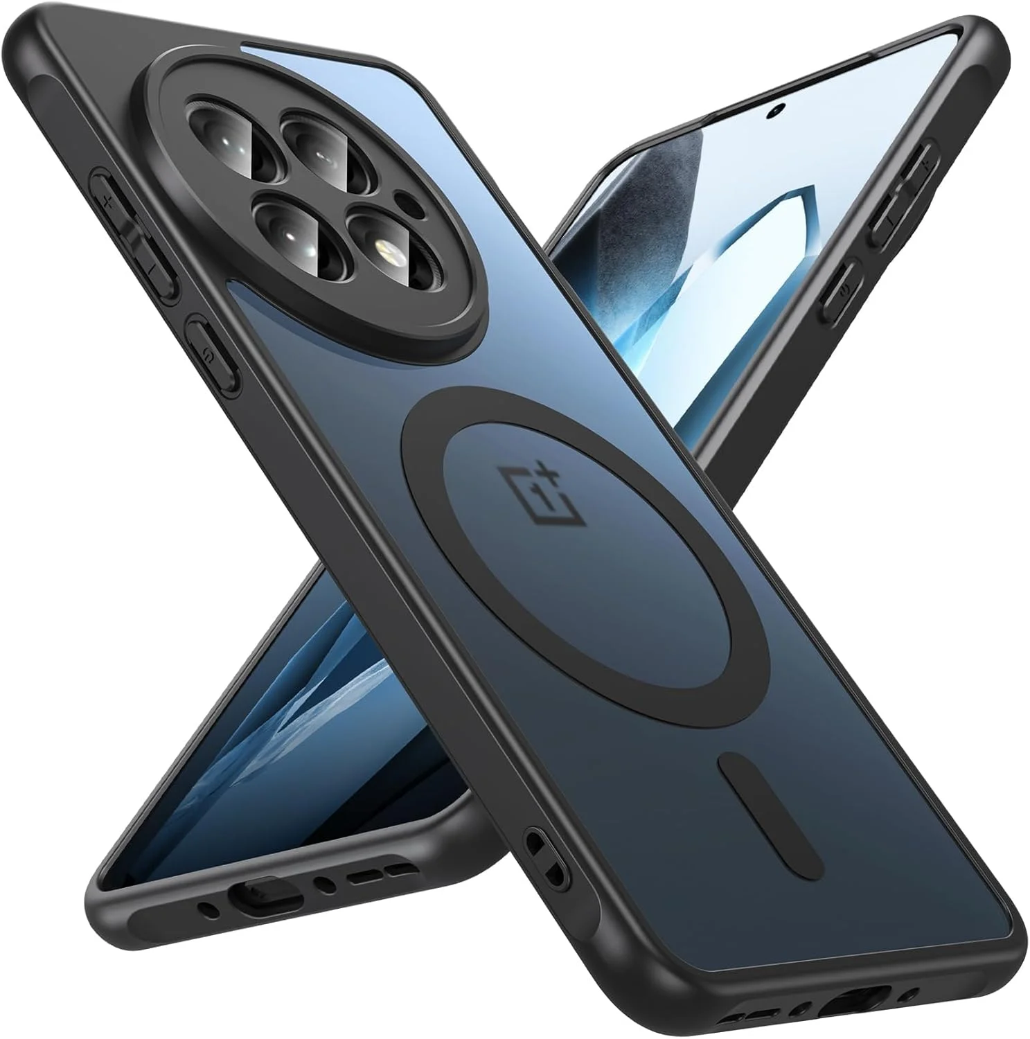 قاب مغناطیسی برای وان پلاس 13 [سازگار با MagSafe] - مات نیمه شفاف، مقاوم در برابر سقوط در سطح نظامی، ضد ضربه باریک (مشکی)