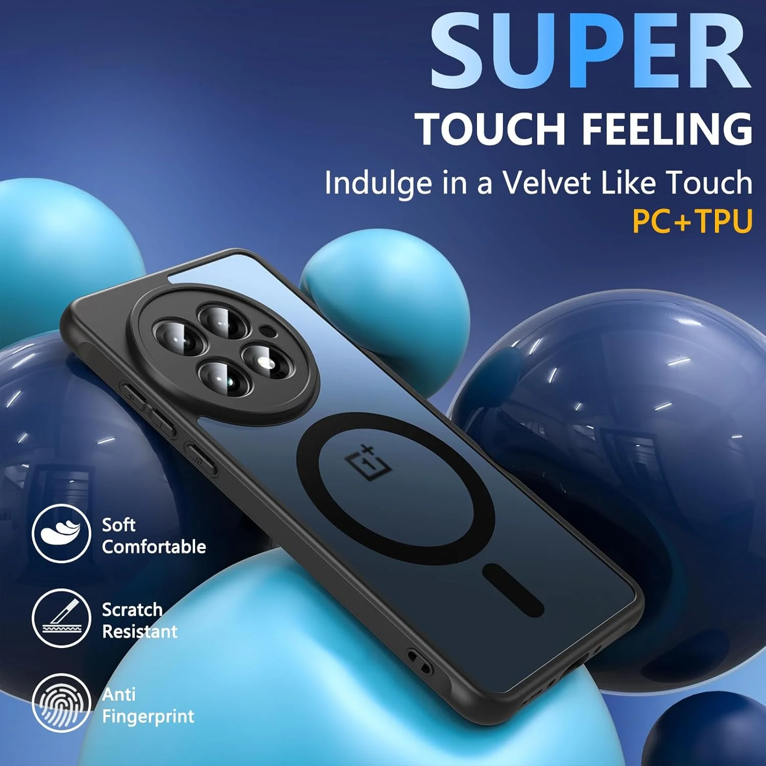 قاب محافظ مغناطیسی برای وان پلاس 13 [سازگار با MagSafe] نیمه شفاف مات، ضد ضربه، باریک، محافظت در برابر سقوط با استاندارد نظامی، ضد اثر انگشت، قاب گوشی برای وان پلاس 13 5G 2025 (مشکی)