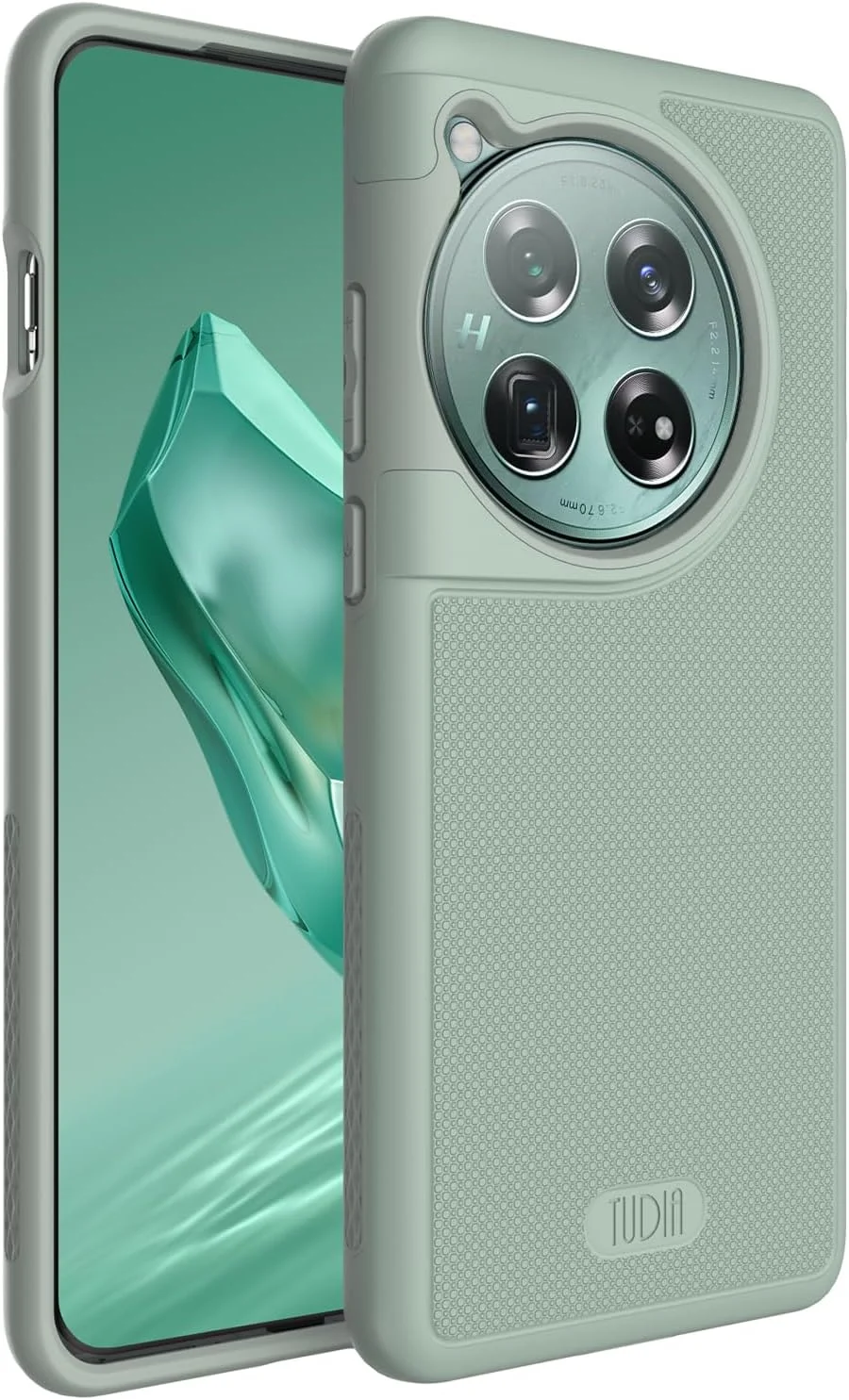 کاور محافظ دوگانه TUDIA مدل DualShield Grip مناسب برای گوشی OnePlus 12 5G (سال 2024)، [MergeGrip] کاور محافظ بادوام و باریک دو لایه ضد ضربه با درجه نظامی (زنبق سبز، پایه)