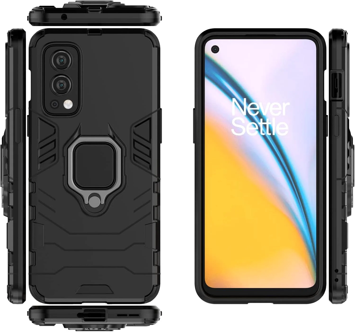 کاور محافظ گوشی وان پلاس نورد 2 5G، کاور زرهی ضد ضربه با پایه تاشو، مشکی کاور محافظ گوشی وان پلاس نورد 2 5G، کاور زرهی ضد ضربه با پایه تاشو، مشکی