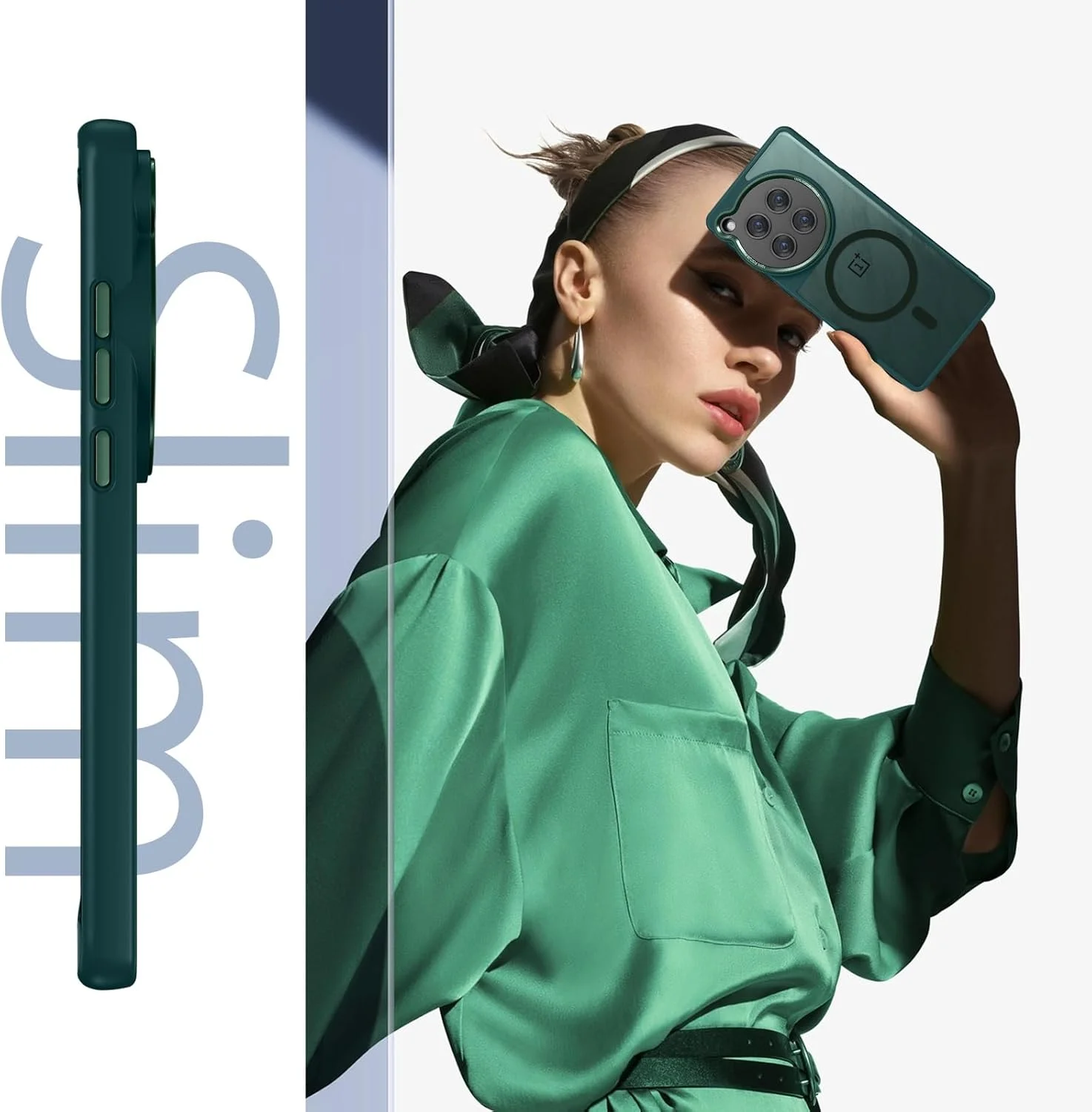 قاب محافظ مغناطیسی DUEDUE برای وان پلاس 12 [سازگار با MagSafe]، کاور پشتی PC ضد ضربه با گرید نظامی و بامپر TPU محافظ گوشی برای OnePlus 12 5G 6.82 اینچ، سبز