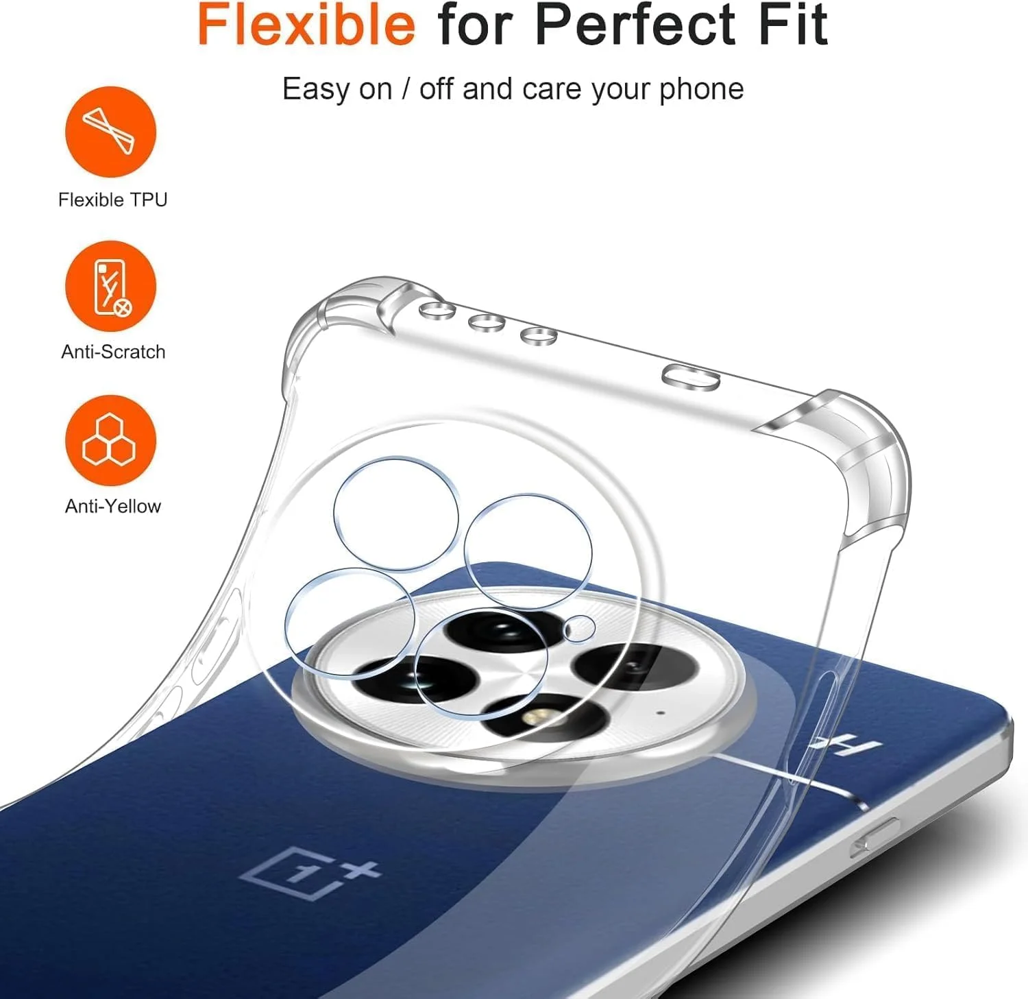 قاب محافظ گوشی برای وان پلاس 13، قاب شفاف با گوشه های تقویت شده، محافظت از دوربین، باریک، مقاوم در برابر ضربه، انعطاف پذیر، جنس TPU، شفاف برای وان پلاس 13