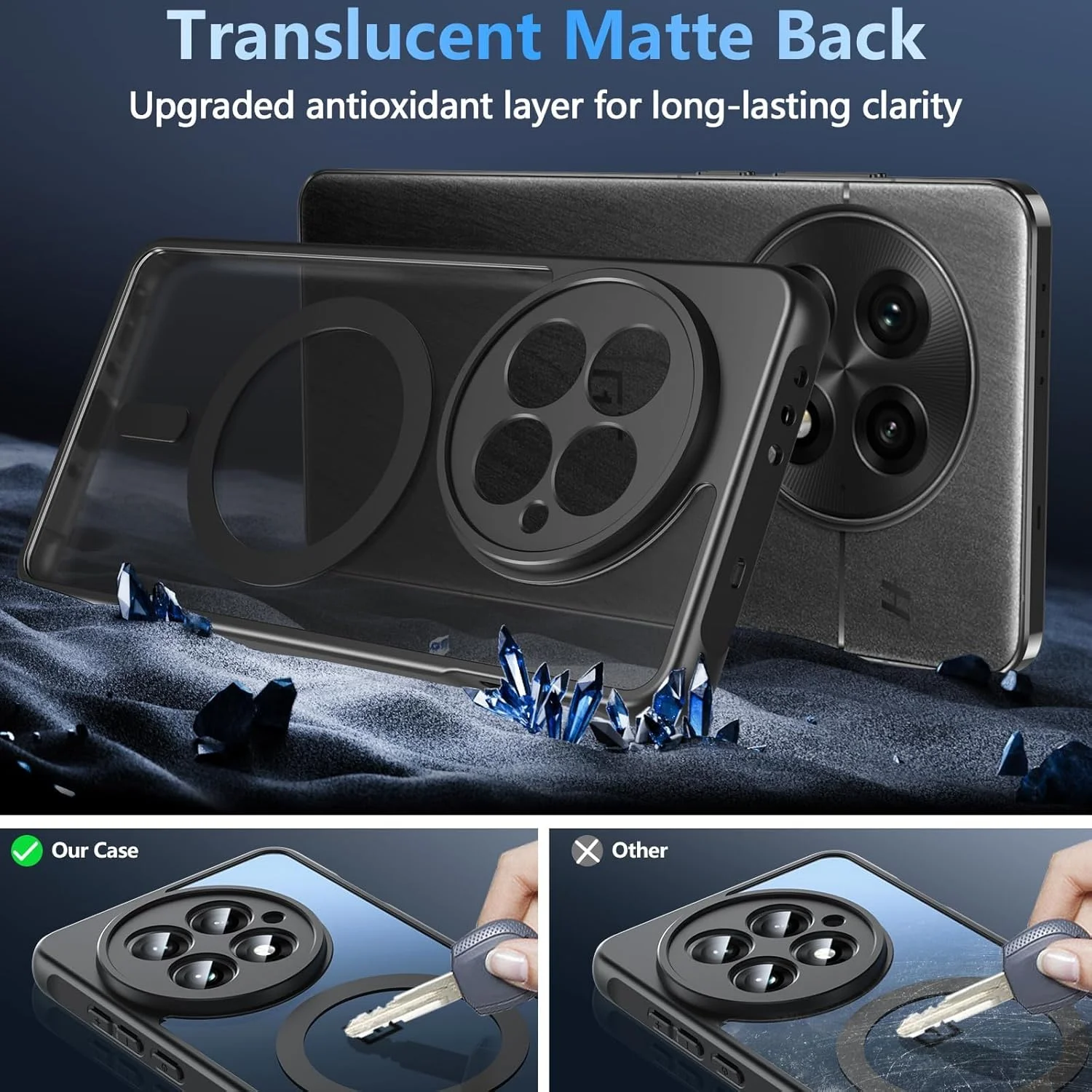 قاب مغناطیسی برای وان پلاس 13 [سازگار با MagSafe] - مات نیمه شفاف، مقاوم در برابر سقوط در سطح نظامی، ضد ضربه باریک (مشکی)