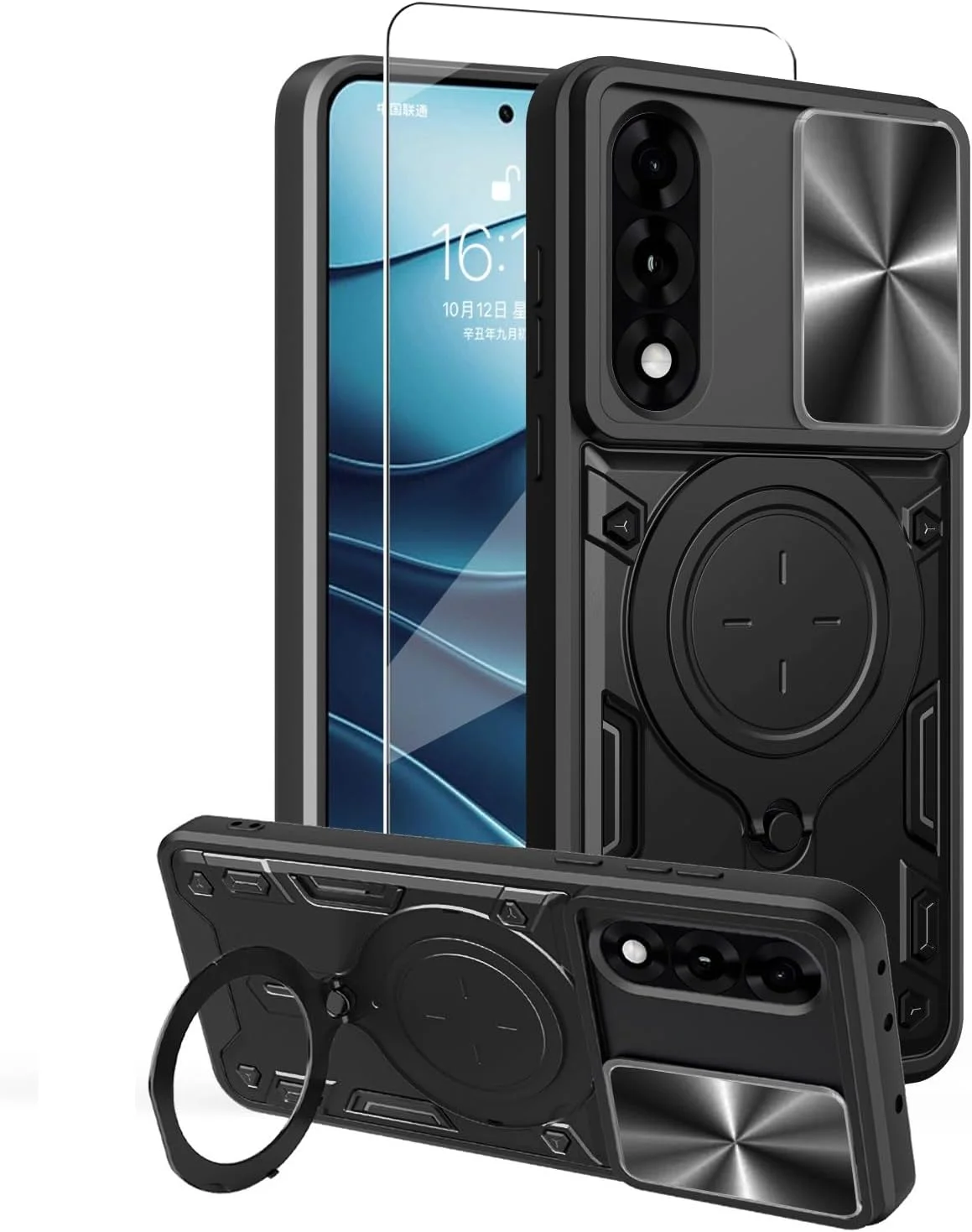 کاور محافظ گوشی ZMONE برای OnePlus Nord 5 5G به همراه محافظ صفحه نمایش، دارای محافظ کشویی دوربین، کاور محافظتی مقاوم - مشکی