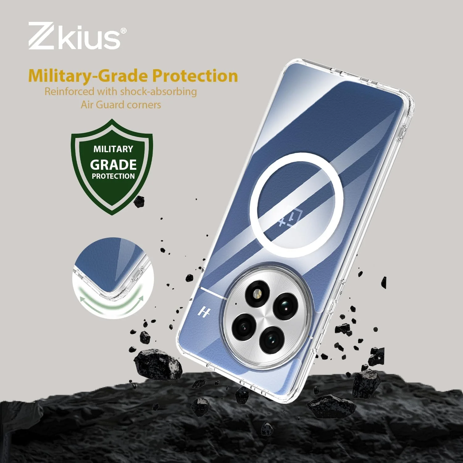 قاب گوشی Zkius برای OnePlus 13، سازگار با MagSafe، محافظت ضد ضربه با درجه نظامی، قاب مغناطیسی گوشی برای OnePlus 13 5G، قاب هیبریدی کلاسیک (HaloLock) - شفاف قاب گوشی Zkius برای OnePlus 13، سازگار با MagSafe، محافظت ضد ضربه با درجه نظامی، قاب مغناطیسی گوشی برای OnePlus 13 5G، قاب هیبریدی کلاسیک (HaloLock) - شفاف