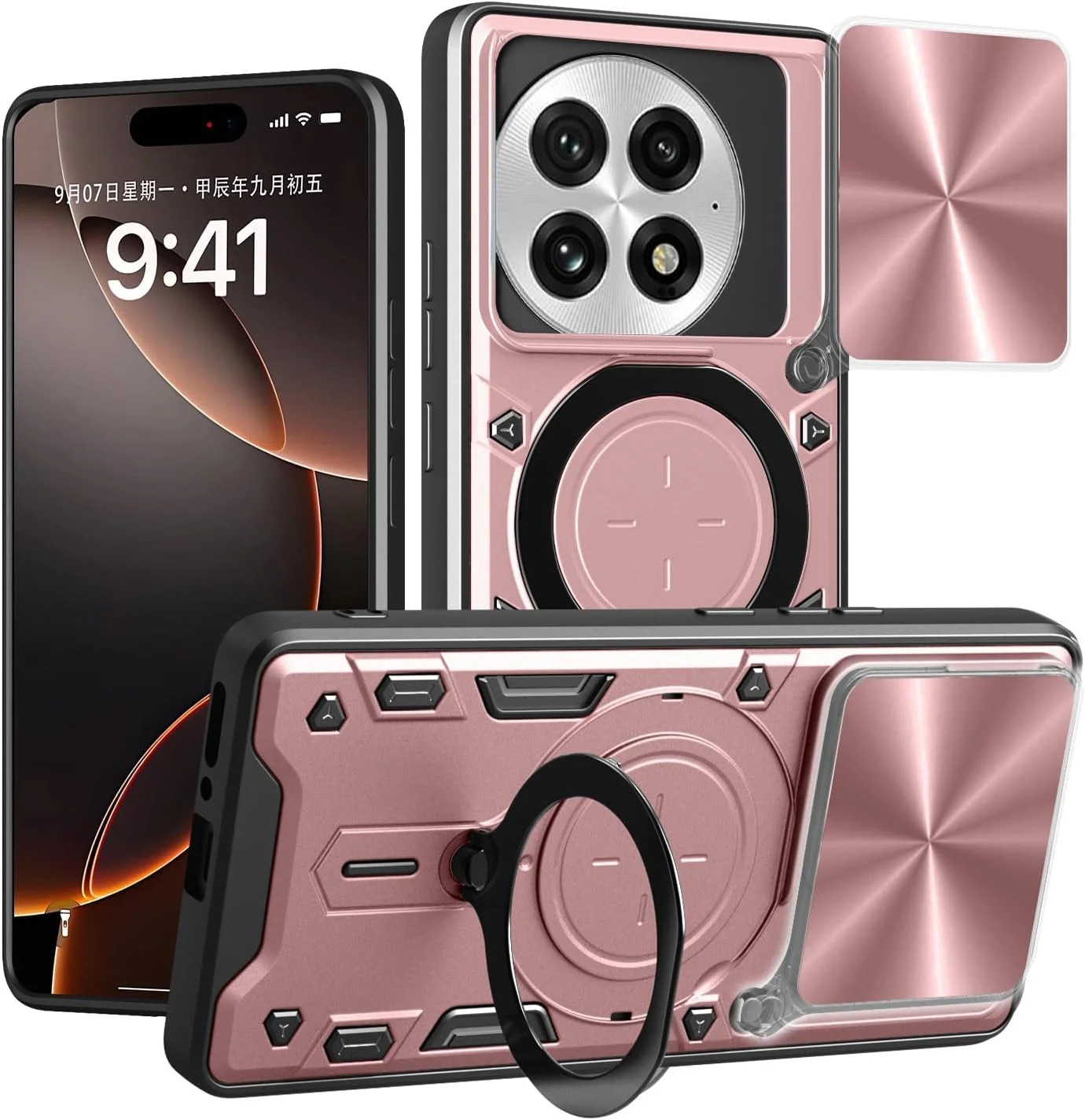 محافظ گوشی Kejuthrv سازگار با Oneplus 13، مقاوم در برابر ضربه، مناسب فضای باز با پوشش کشویی لنز و پایه چرخان 360 درجه، دارای صفحه فلزی برای هولدر مغناطیسی خودرو (صورتی، 6.82 اینچ) محافظ گوشی Kejuthrv سازگار با Oneplus 13، مقاوم در برابر ضربه، مناسب فضای باز با پوشش کشویی لنز و پایه چرخان 360 درجه، دارای صفحه فلزی برای هولدر مغناطیسی خودرو (صورتی، 6.82 اینچ)