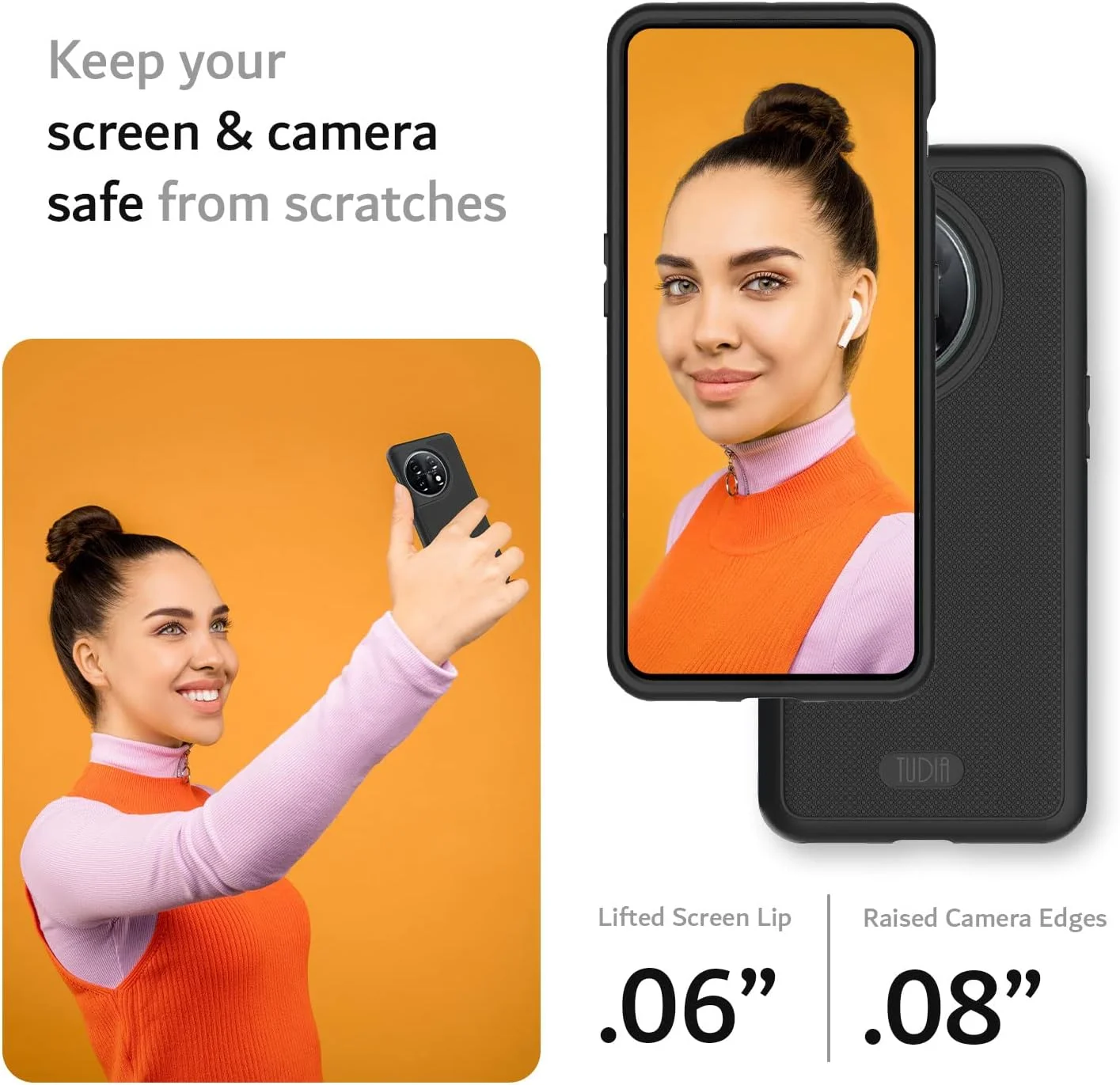 کاور محافظ دو لایه TUDIA DualShield Grip مناسب برای گوشی OnePlus 11 5G (2023)، [MergeGrip] ضد ضربه، باریک، مقاوم، با پوشش محافظتی سنگین و ضد لغزش (مشکی مات)