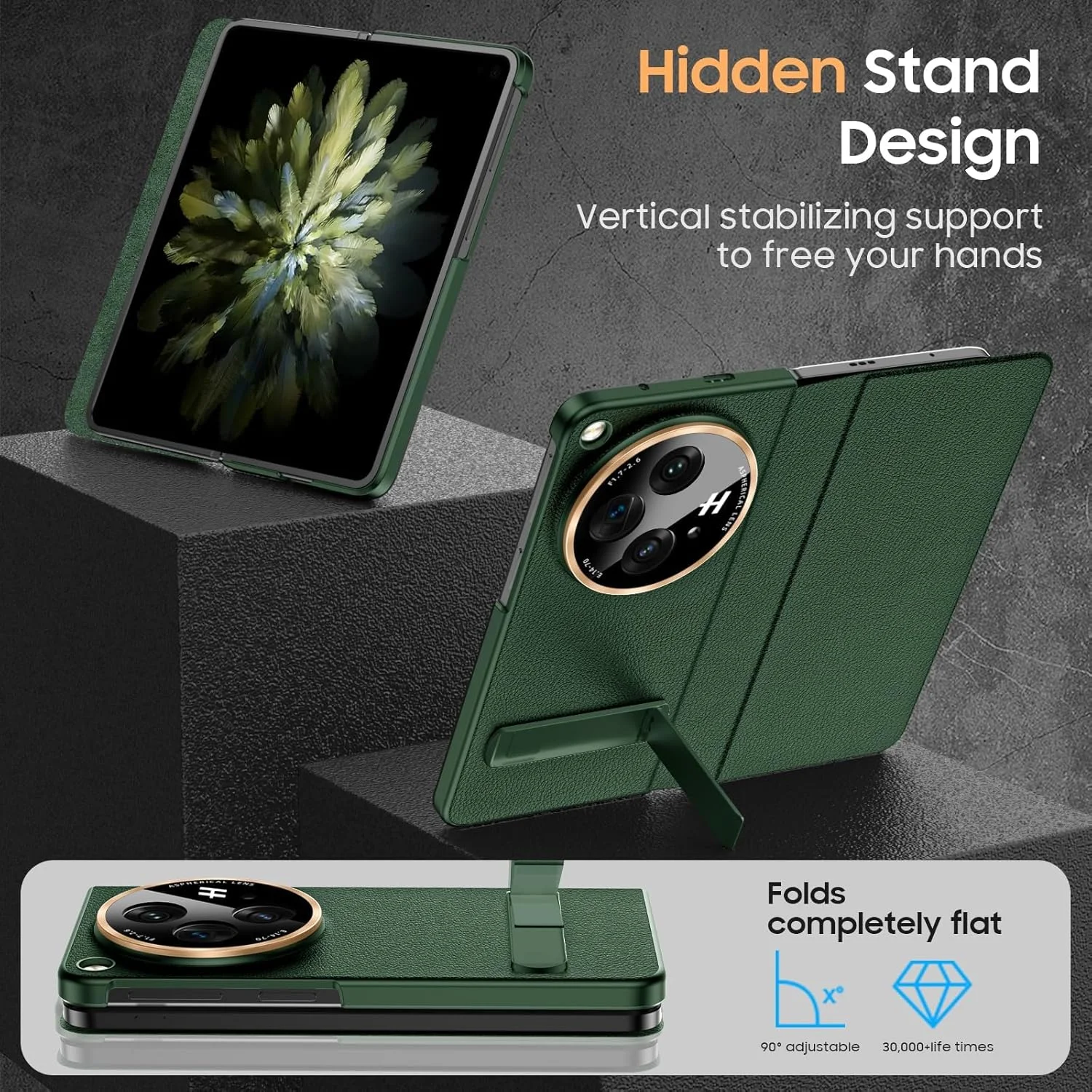 کیف چرمی لوکس TERRIFI برای OnePlus Open - کیف چرمی گاوی با پایه و محافظ لنز دوربین - کیف مغناطیسی تاشو فوق العاده نازک و ضد ضربه برای OnePlus Open 2023 - سبز کیف چرمی لوکس TERRIFI برای OnePlus Open - کیف چرمی گاوی با پایه و محافظ لنز دوربین - کیف مغناطیسی تاشو فوق العاده نازک و ضد ضربه برای OnePlus Open 2023 - سبز