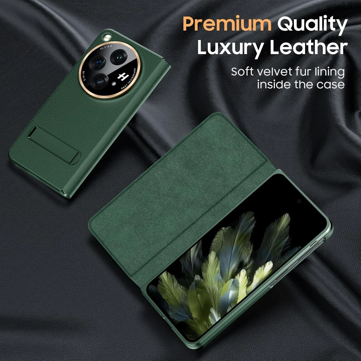 کیف چرمی لوکس TERRIFI برای OnePlus Open - کیف چرمی گاوی با پایه و محافظ لنز دوربین - کیف مغناطیسی تاشو فوق العاده نازک و ضد ضربه برای OnePlus Open 2023 - سبز کیف چرمی لوکس TERRIFI برای OnePlus Open - کیف چرمی گاوی با پایه و محافظ لنز دوربین - کیف مغناطیسی تاشو فوق العاده نازک و ضد ضربه برای OnePlus Open 2023 - سبز