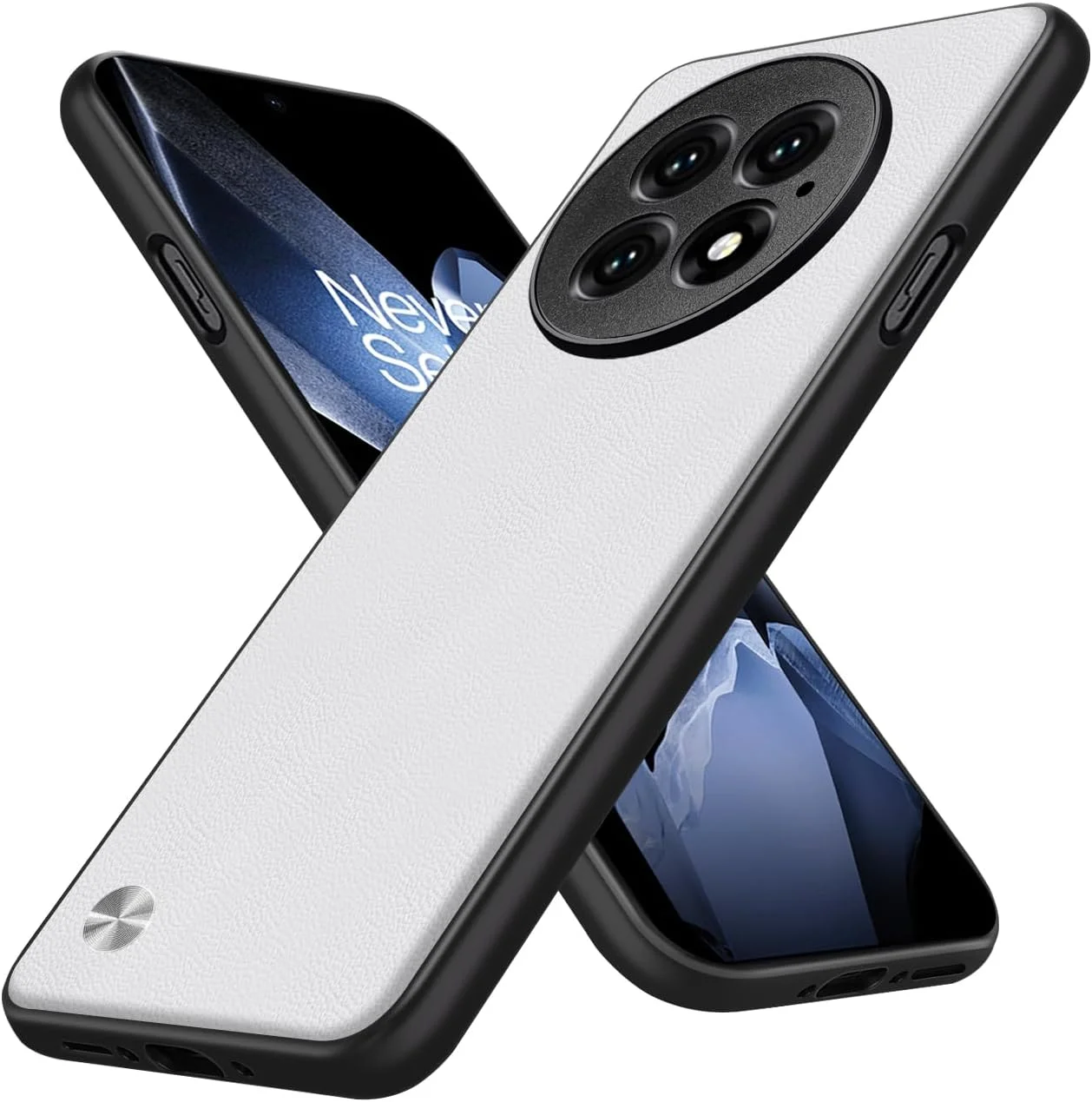 کاور گوشی وان پلاس 13، [پشت چرمی PU ضد اثر انگشت] [لبه های بادوام TPU نرم و ضد ضربه]، ضد خش، باریک و محافظ دوربین، کاور چرمی مصنوعی برای وان پلاس 13 (سفید)