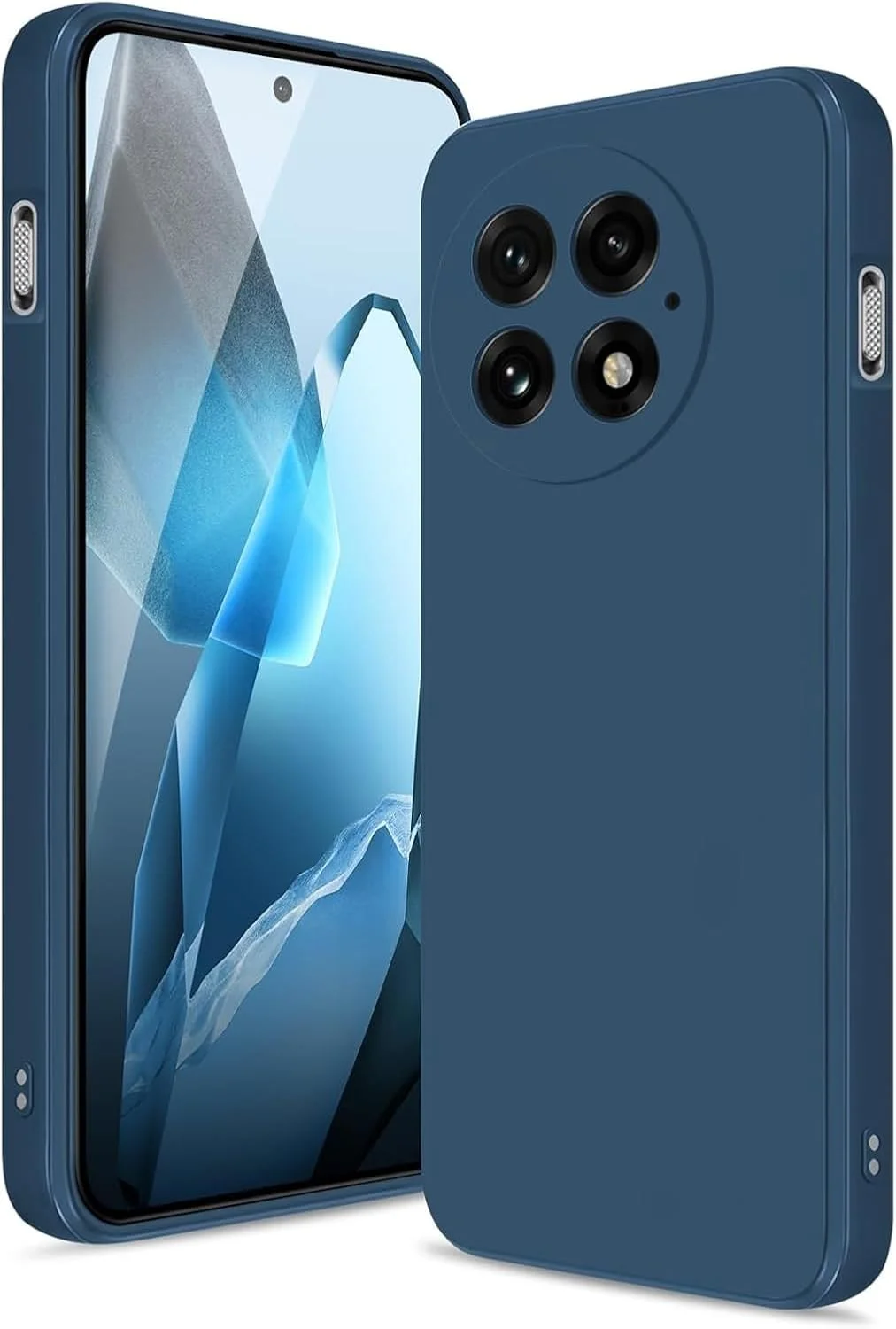 قاب محافظ گوشی وان پلاس 13 5G، کاور ژله‌ای مایع با لایه داخلی میکروفایبر نرم، محافظ باریک ضد ضربه با پوشش محافظ دوربین برای وان پلاس 13 5G مدل 2024 (آبی)