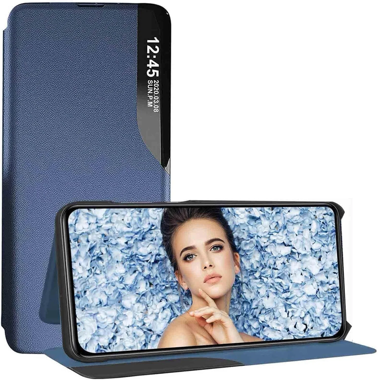 قاب گوشی برای OnePlus 13R 2025، کاور تاشو هوشمند با قابلیت استند، قاب محافظ چرمی با کیفیت برای OnePlus 13R 5G 2025 (آبی)