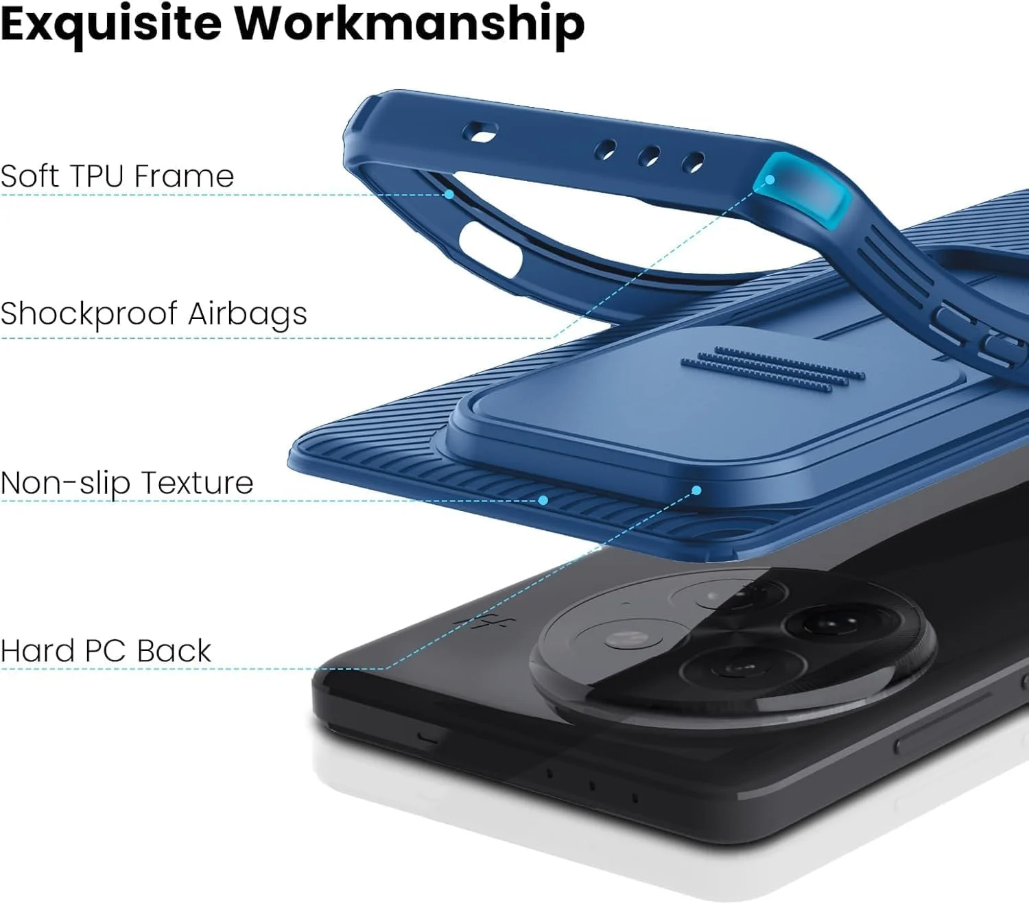 قاب محافظ گوشی برای وان پلاس 13، پوشش کشویی محافظ لنز دوربین، کاور پشتی ضربه گیر TPU+PC، قاب گوشی ضد اثر انگشت، محافظ باریک قاب محافظ گوشی برای وان پلاس 13، پوشش کشویی محافظ لنز دوربین، کاور پشتی ضربه گیر TPU+PC، قاب گوشی ضد اثر انگشت، محافظ باریک