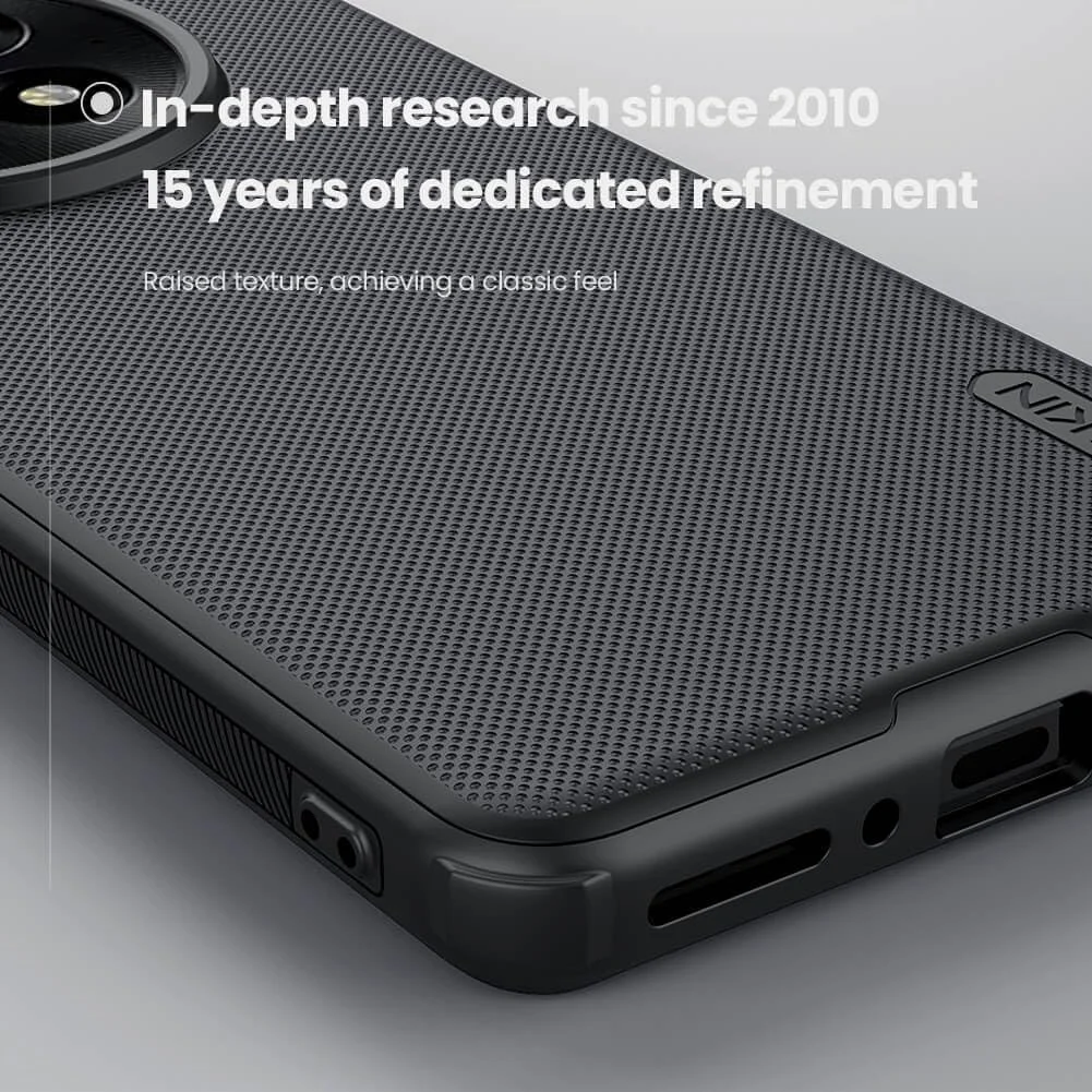 قاب محافظ گوشی وان پلاس 13 5G نیلکین مدل Super Frosted Shield Pro، مقاوم در برابر خط و خش، با پوشش سخت PC و ضربه گیر TPU، محافظت کامل و ضد اثر انگشت (مشکی)