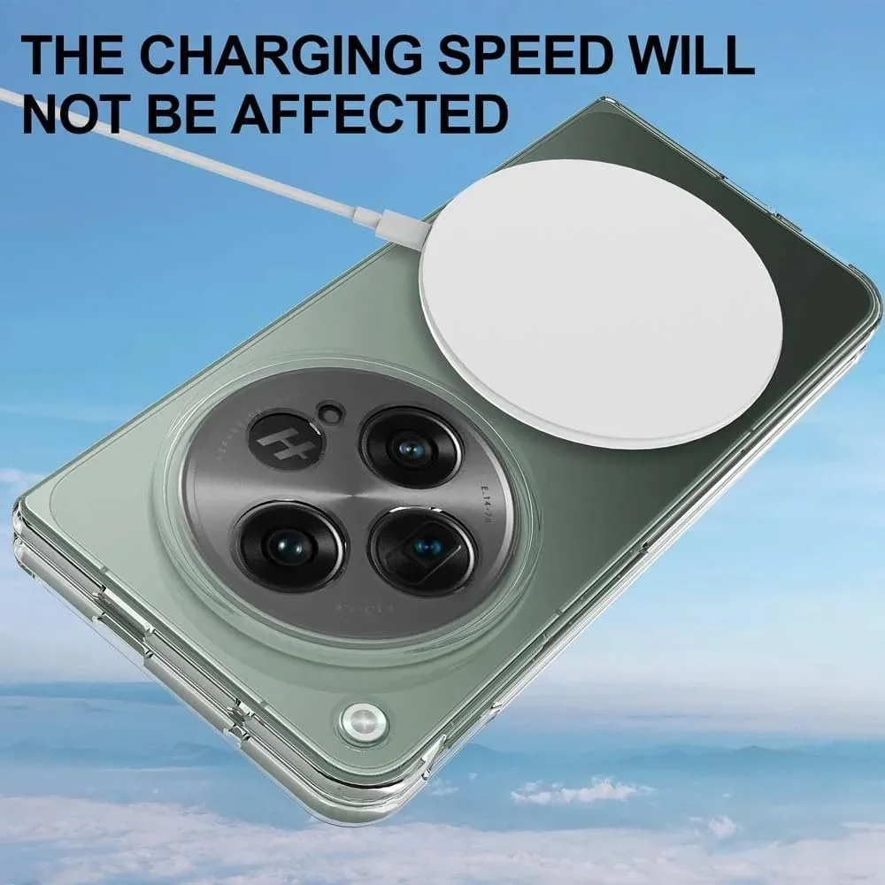 کاور مغناطیسی سازگار با OnePlus Open/OPPO Find N3 [سازگار با Mag-Safe]، قاب محافظ باریک و نازک سخت PC شفاف و ضد زردی