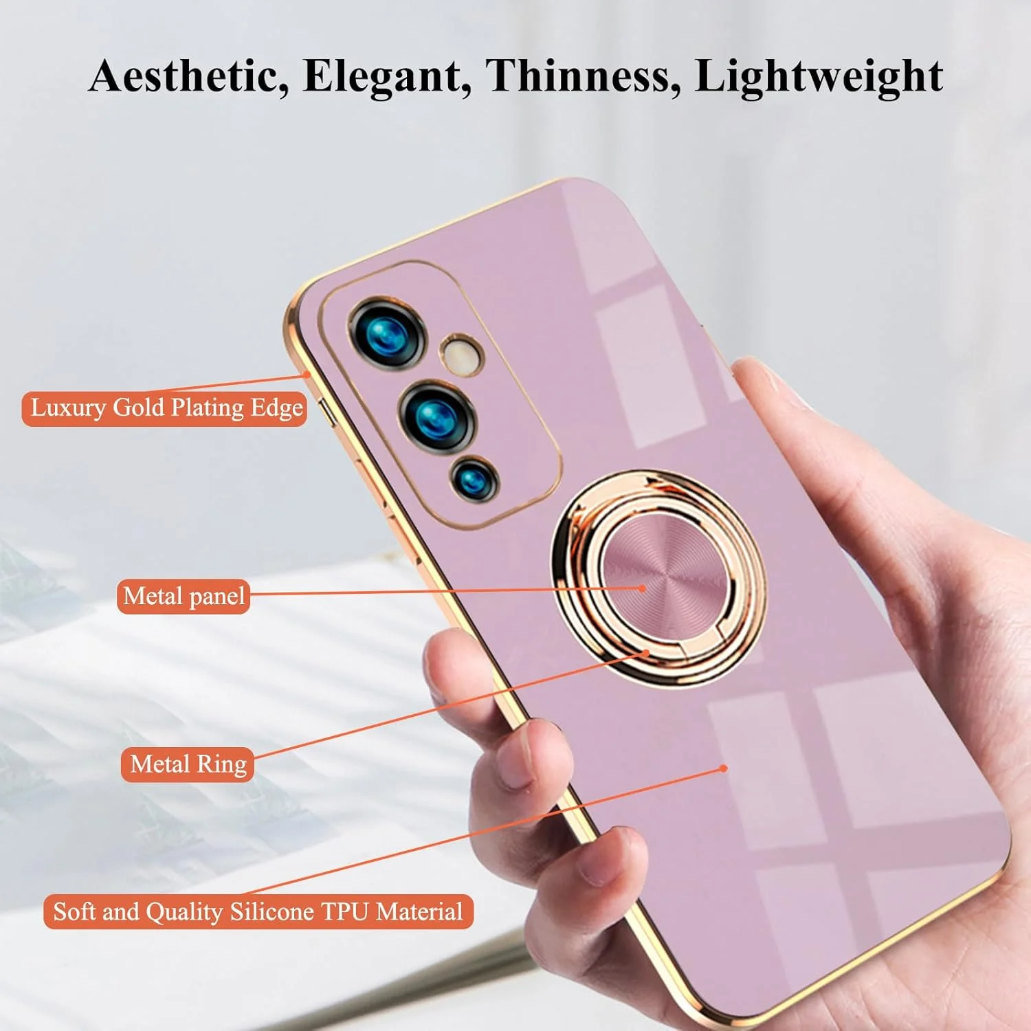 قاب محافظ گوشی وان پلاس 9 با حلقه نگهدارنده، صورتی، قاب سیلیکونی نرم و باریک ضد ضربه با پایه (بنفش) قاب محافظ گوشی وان پلاس 9 با حلقه نگهدارنده، صورتی، قاب سیلیکونی نرم و باریک ضد ضربه با پایه (بنفش)