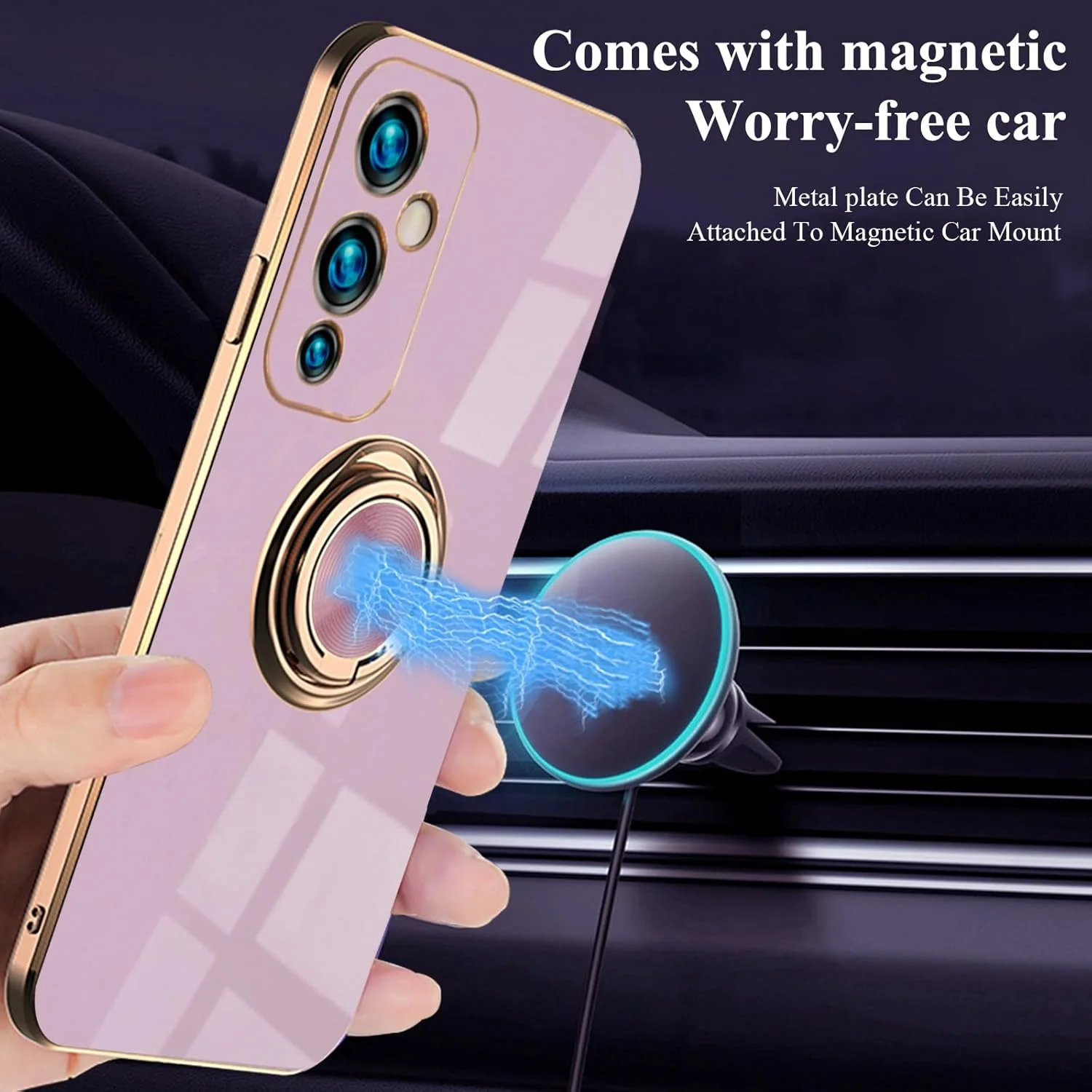 قاب محافظ گوشی وان پلاس 9 با حلقه نگهدارنده، صورتی، قاب سیلیکونی نرم و باریک ضد ضربه با پایه (بنفش) قاب محافظ گوشی وان پلاس 9 با حلقه نگهدارنده، صورتی، قاب سیلیکونی نرم و باریک ضد ضربه با پایه (بنفش)