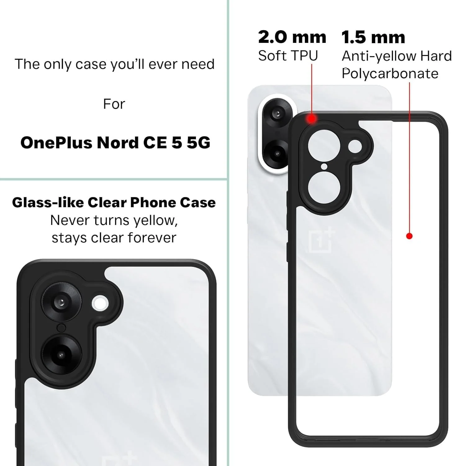 قاب محافظ ضد ضربه شفاف با پشت سخت برای OnePlus Nord CE 5، محافظت 360 درجه با سپر TPU و پشت شفاف مناسب برای OnePlus Nord CE 5 قاب محافظ ضد ضربه شفاف با پشت سخت برای OnePlus Nord CE 5، محافظت 360 درجه با سپر TPU و پشت شفاف مناسب برای OnePlus Nord CE 5