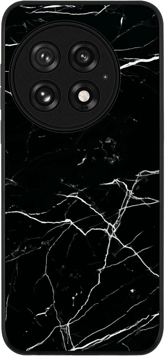 کاور محافظ گوشی Stylizedd سازگار با OnePlus 13 5G، مقاوم، باریک، محافظ دوربین، ضد ضربه - طرح سنگ مرمر مشکی