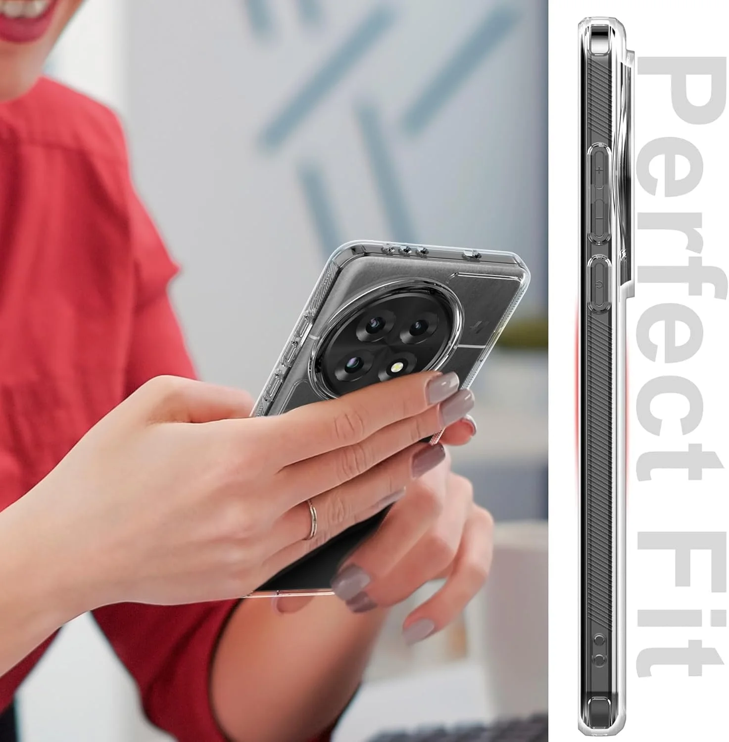 کاور محافظ شفاف برای گوشی وان پلاس 13: [پشت سخت PC + بامپر نرم TPU] [ضد زردی] [پشتیبانی از شارژ بی‌سیم] باریک، ضد ضربه، کاور محافظ شفاف برای OnePlus 13 5G