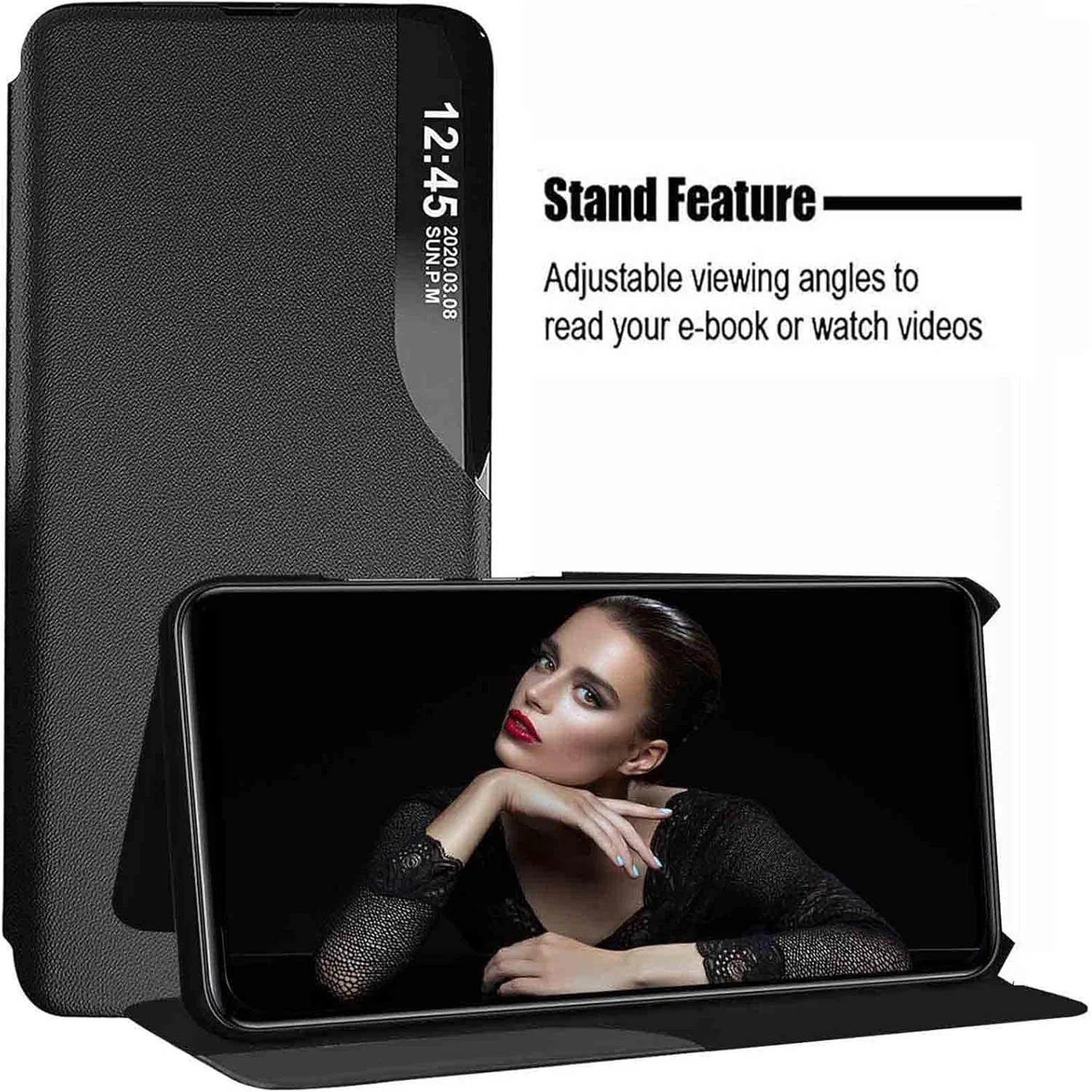 کاور گوشی وان پلاس 13 مدل 2024، کیف هوشمند پنجره ای با استند تاشو، کاور محافظ چرمی با کیفیت برای گوشی وان پلاس 13 نسخه 5G سال 2024 (مشکی)