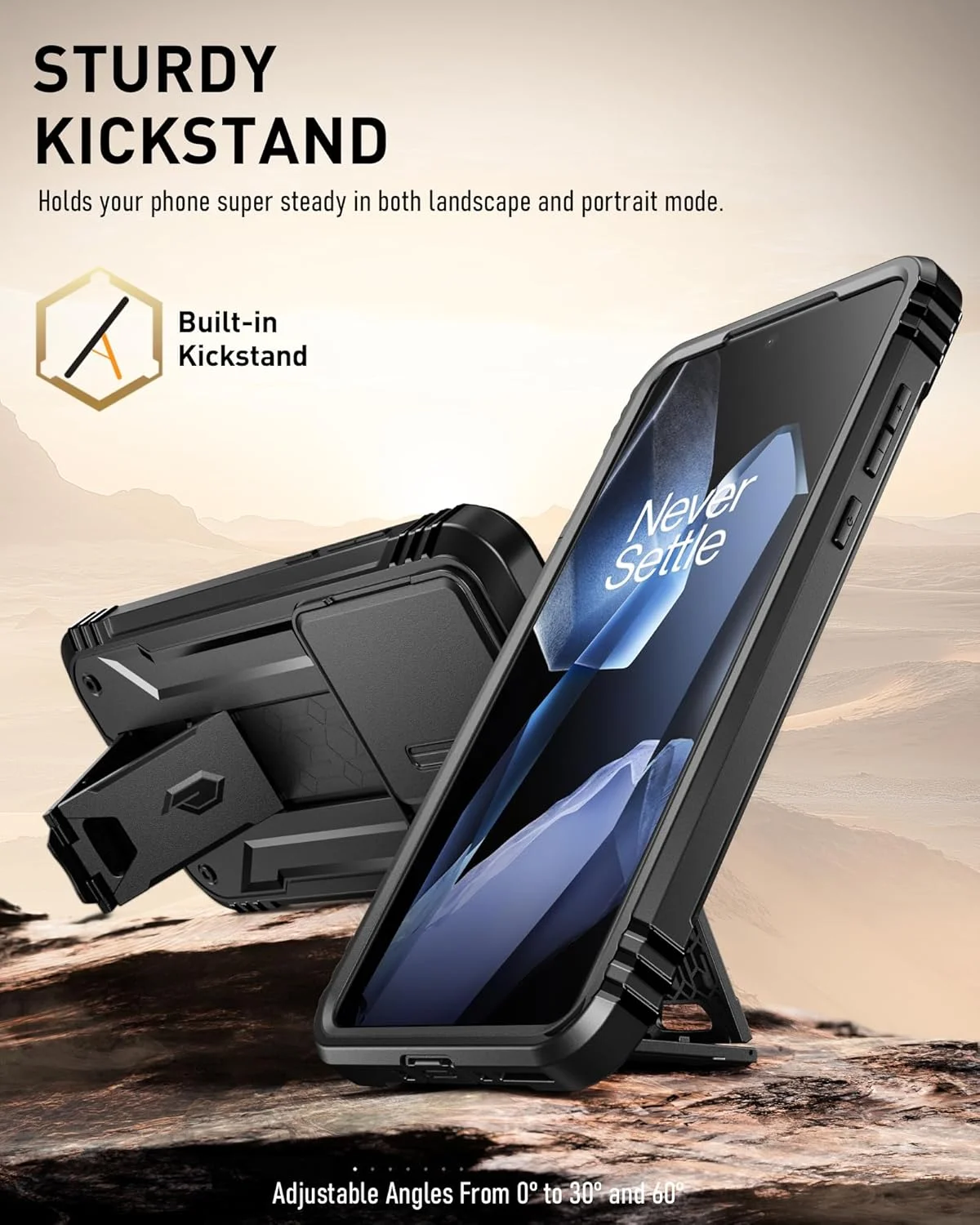 قاب محافظ مدل Revolution برای گوشی وان پلاس 13 5G، دارای پوشش دوربین، محافظ صفحه نمایش داخلی، سازگار با اثر انگشت، دارای 2 فریم جلویی، قاب محافظ ضد ضربه و مقاوم با پایه - مشکی قاب محافظ مدل Revolution برای گوشی وان پلاس 13 5G، دارای پوشش دوربین، محافظ صفحه نمایش داخلی، سازگار با اثر انگشت، دارای 2 فریم جلویی، قاب محافظ ضد ضربه و مقاوم با پایه - مشکی