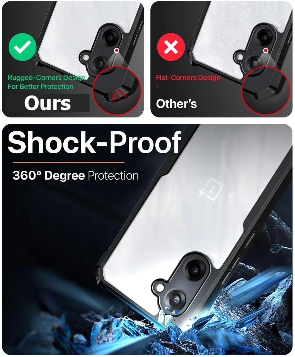 قاب محافظ گوشی وان پلاس نورد CE 5، کاور پشتی PC سخت با حاشیه TPU ضد ضربه، محافظت 360 درجه در برابر ضربه، محافظ لنز دوربین، کاور شفاف برای وان پلاس نورد CE 5 5G