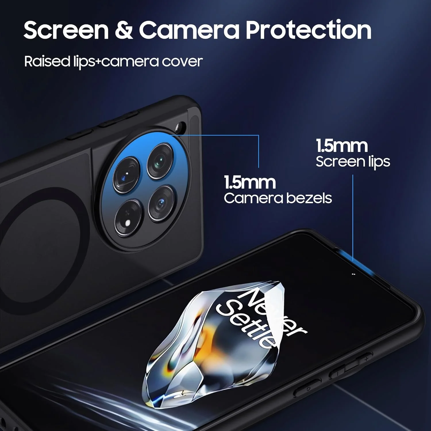 قاب مغناطیسی MAKAVO برای OnePlus 12 [سازگار با MagSafe] قاب گوشی مات نیمه شفاف ضد ضربه با پوشش دوربین، قاب باریک و نازک OnePlus 12 با سپر سیلیکونی مقاوم در برابر سقوط