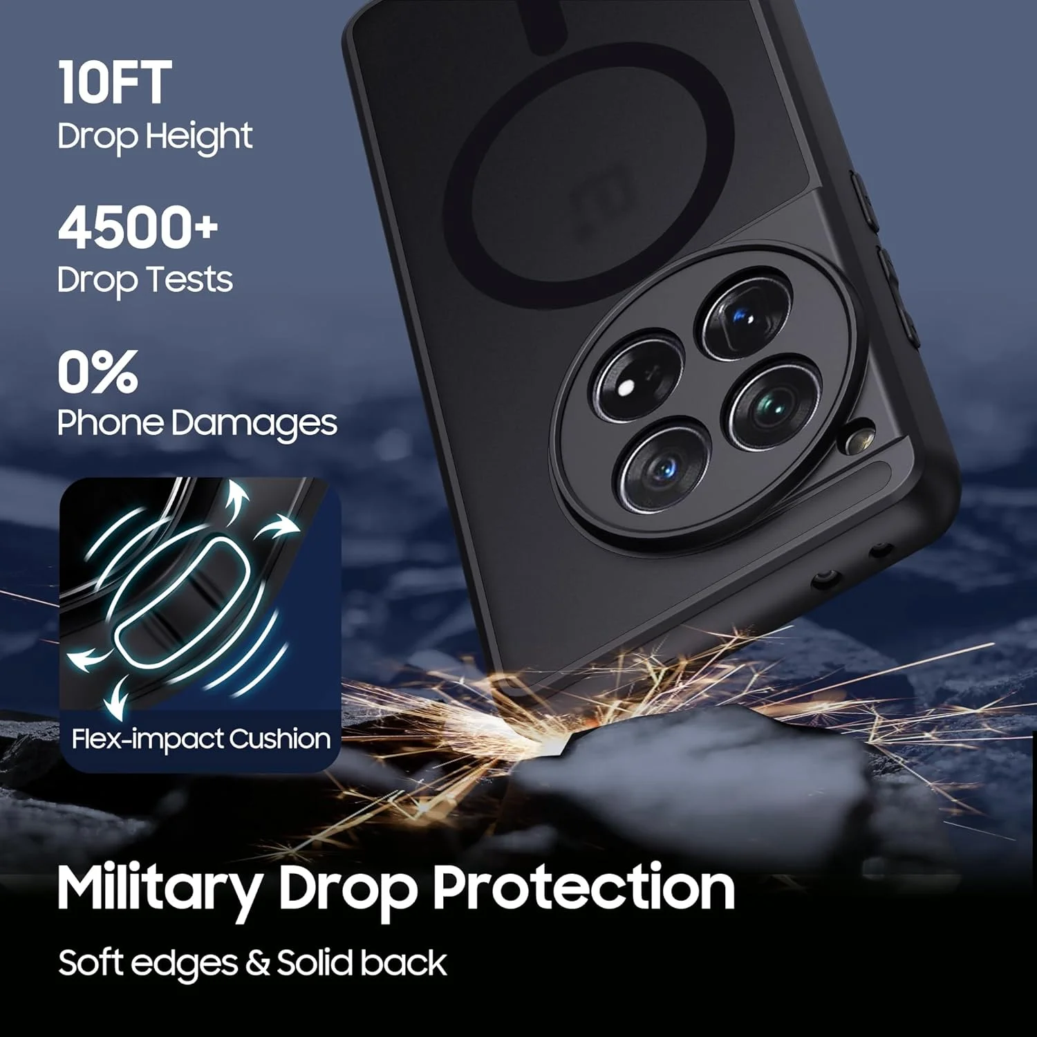 قاب مغناطیسی MAKAVO برای OnePlus 12 [سازگار با MagSafe] قاب گوشی مات نیمه شفاف ضد ضربه با پوشش دوربین، قاب باریک و نازک OnePlus 12 با سپر سیلیکونی مقاوم در برابر سقوط