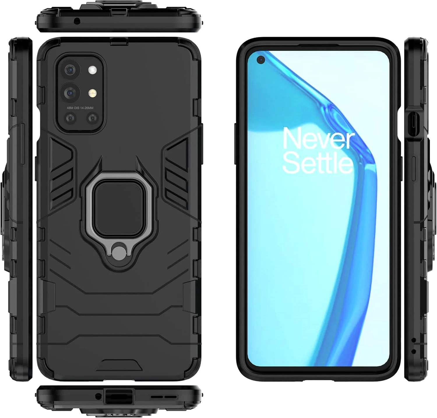 کاور محافظ گوشی وان پلاس 9R 5G به همراه محافظ صفحه نمایش شیشه ای، کاور مقاوم در برابر ضربه و ضد شوک با پایه تاشو، مشکی کاور محافظ گوشی وان پلاس 9R 5G به همراه محافظ صفحه نمایش شیشه ای، کاور مقاوم در برابر ضربه و ضد شوک با پایه تاشو، مشکی