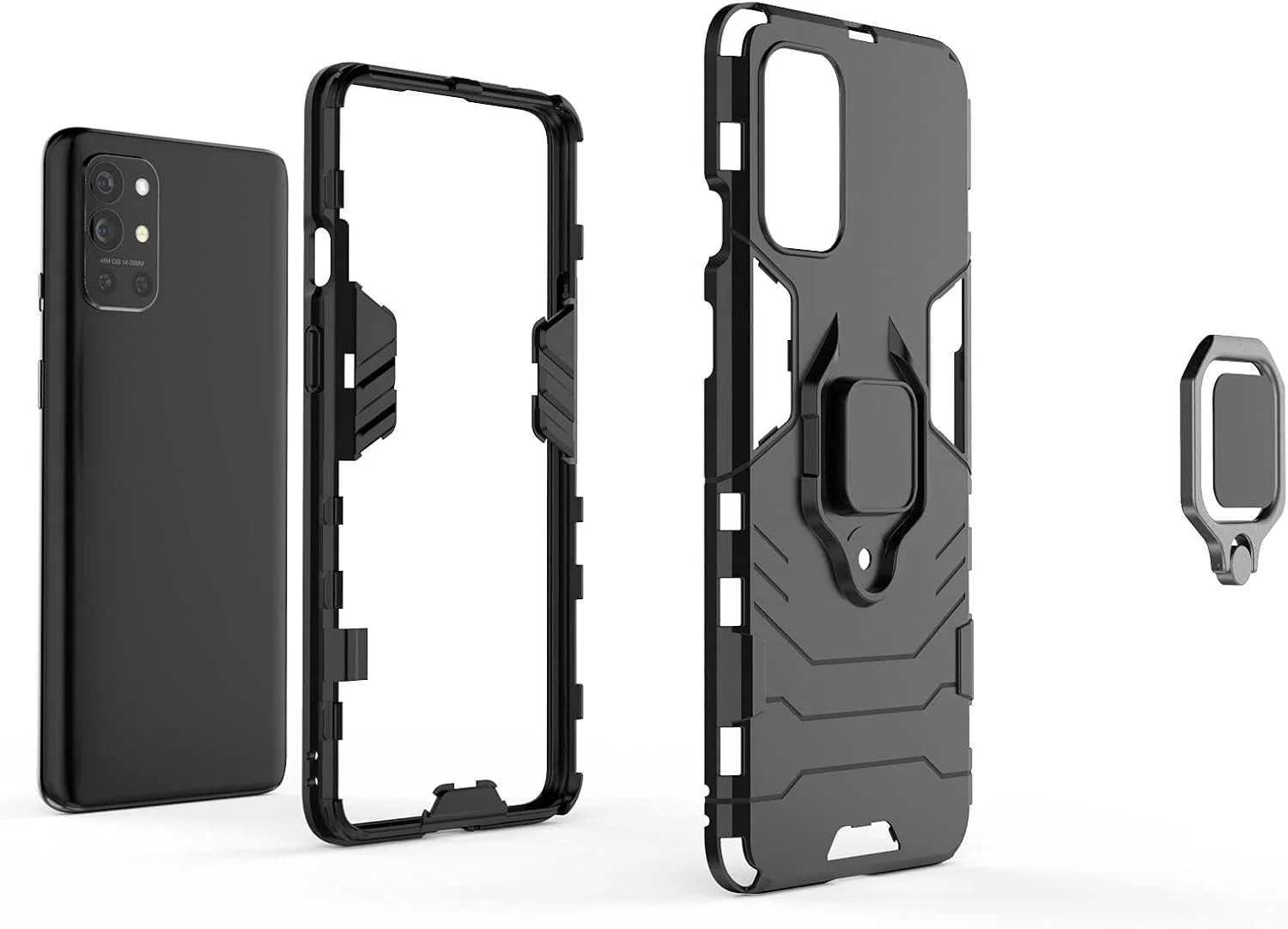 کاور محافظ گوشی وان پلاس 9R 5G به همراه محافظ صفحه نمایش شیشه ای، کاور مقاوم در برابر ضربه و ضد شوک با پایه تاشو، مشکی کاور محافظ گوشی وان پلاس 9R 5G به همراه محافظ صفحه نمایش شیشه ای، کاور مقاوم در برابر ضربه و ضد شوک با پایه تاشو، مشکی