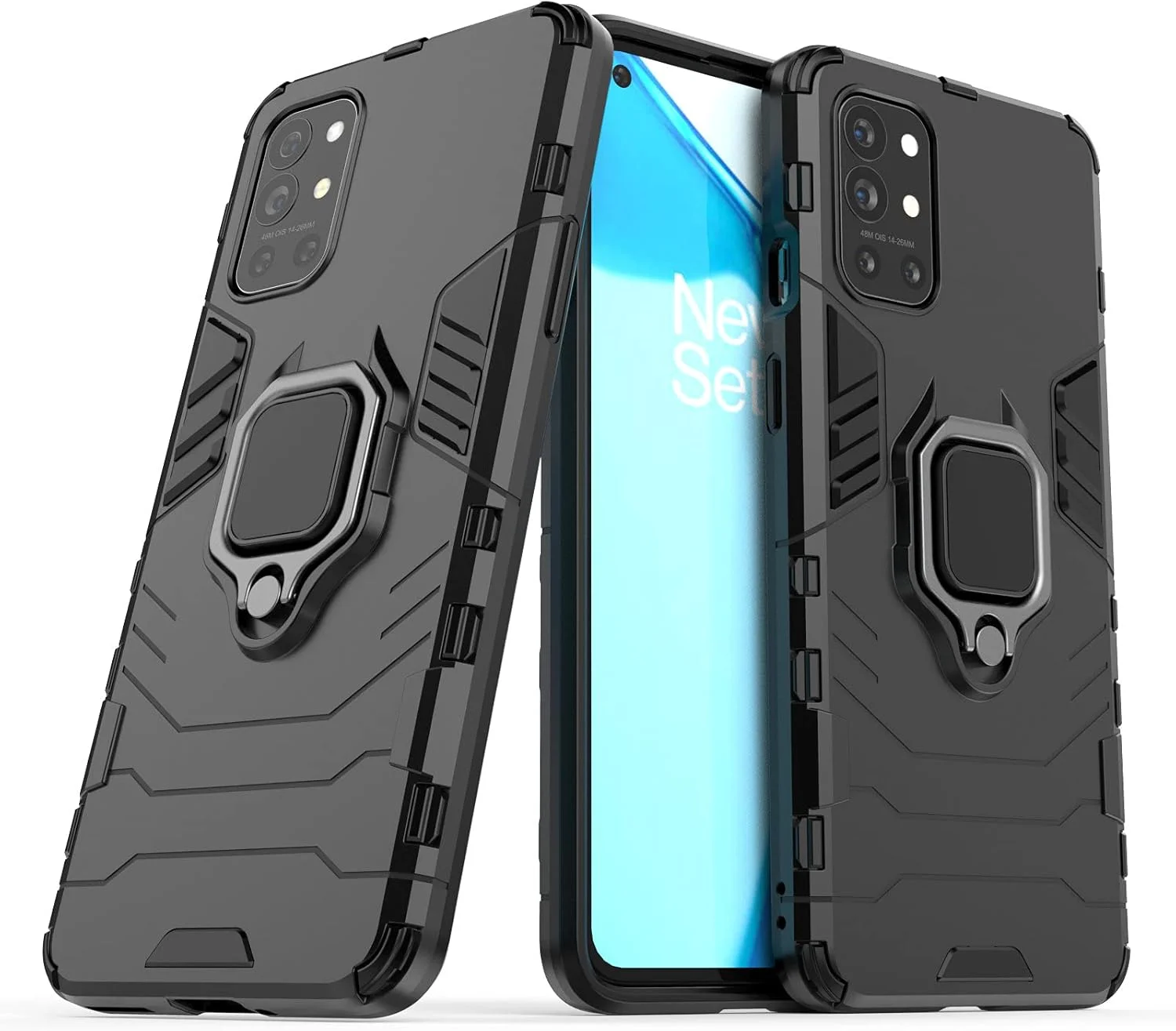 کاور محافظ گوشی وان پلاس 9R 5G به همراه محافظ صفحه نمایش شیشه ای، کاور مقاوم در برابر ضربه و ضد شوک با پایه تاشو، مشکی کاور محافظ گوشی وان پلاس 9R 5G به همراه محافظ صفحه نمایش شیشه ای، کاور مقاوم در برابر ضربه و ضد شوک با پایه تاشو، مشکی