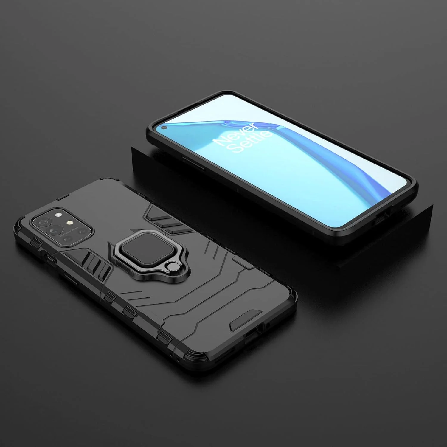 کاور محافظ گوشی وان پلاس 9R 5G به همراه محافظ صفحه نمایش شیشه ای، کاور مقاوم در برابر ضربه و ضد شوک با پایه تاشو، مشکی کاور محافظ گوشی وان پلاس 9R 5G به همراه محافظ صفحه نمایش شیشه ای، کاور مقاوم در برابر ضربه و ضد شوک با پایه تاشو، مشکی