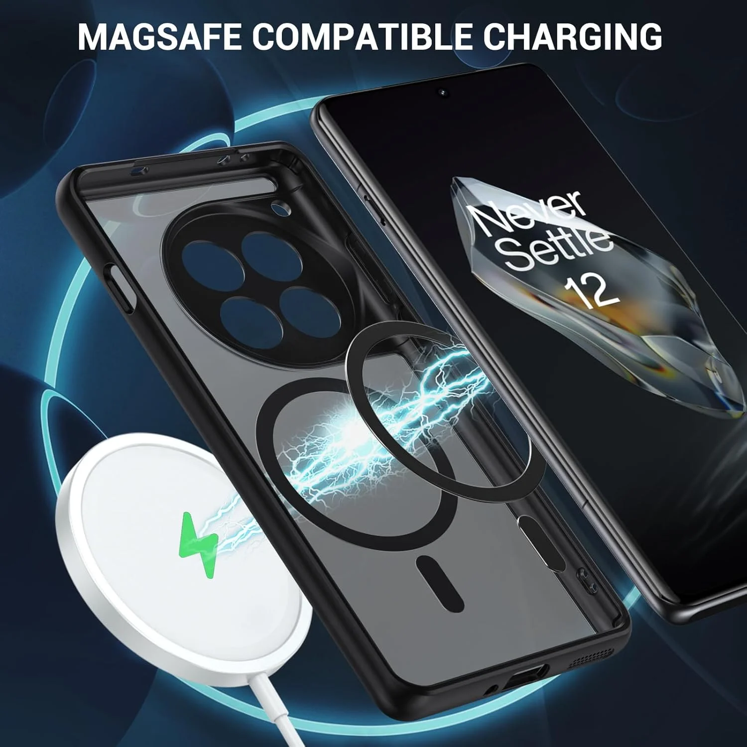 قاب محافظ گوشی GaoBao سازگار با OnePlus 12، [سازگار با MagSafe] [مقاوم در برابر سقوط در سطح نظامی] باریک، ضد ضربه، پشت مات نیمه شفاف، ضد خش، محافظ برای OnePlus 12 5G، 6.82 اینچ، مشکی