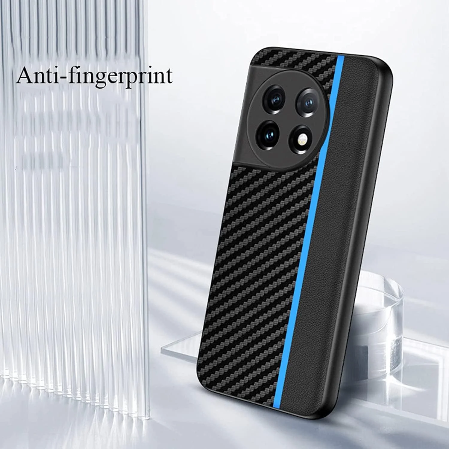 کاور چرمی Jarttarn برای OnePlus 11، بافت فیبر کربنی، چرم مصنوعی ممتاز، کاور باریک و مقاوم در برابر خراش برای OnePlus 11 5G 2023 (قرمز)