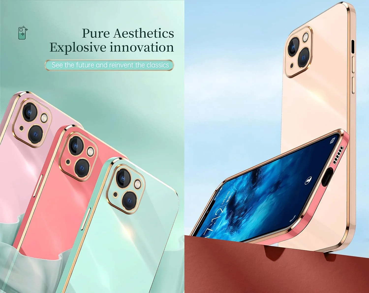 کاور سیلیکونی Topme برای OnePlus Nord CE 2 Lite 5G (6.59 اینچ)، [کاور گوشی با لبه طلایی] - سبز