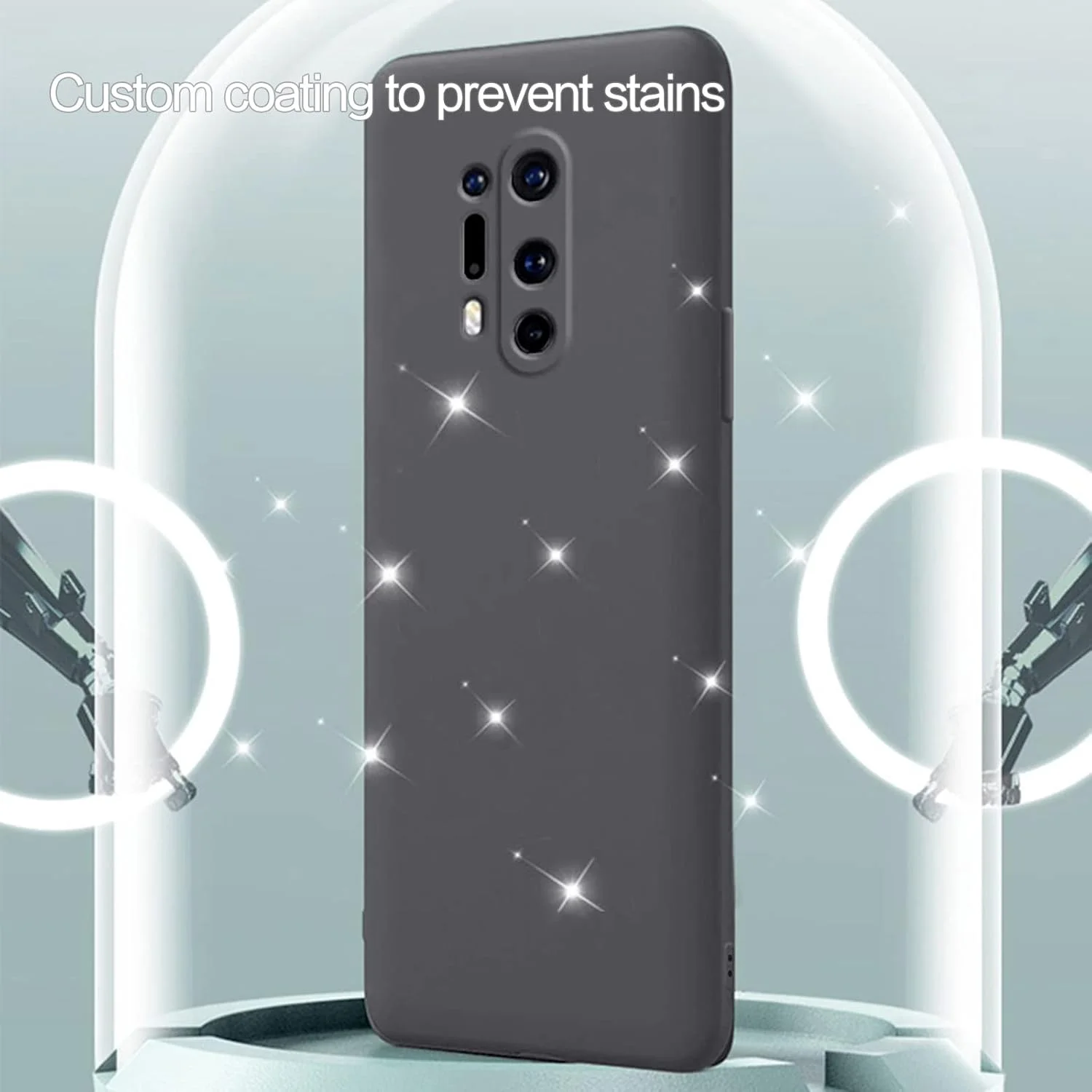 کاور سیلیکونی برای وان پلاس 8 پرو، کاور محافظ تمام بدنه با بافت نرم و ابریشمی، ضد ضربه با پوشش داخلی میکروفایبر (برای وان پلاس 8 پرو - B)