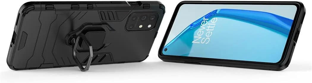 قاب محافظ گوشی موبایل میجین سازگار با وان پلاس 9R 5G، با حلقه فلزی، استند و ضربه گیر (سازگار با هولدر مغناطیسی خودرو)، دو لایه و مقاوم (مشکی)