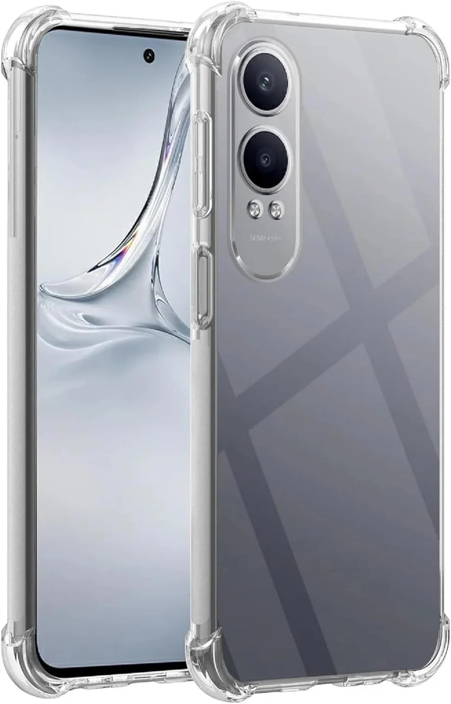 کاور محافظ شفاف گوشی Muzz OnePlus Nord CE4 Lite، مناسب برای گوشی Oppo K12x 5G، دارای گوشه‌های تقویت‌شده، مقاوم در برابر خراش، ساخته شده از TPU سیلیکونی نرم و محافظ برای OnePlus Nord CE4 Lite 2024 (شفاف)